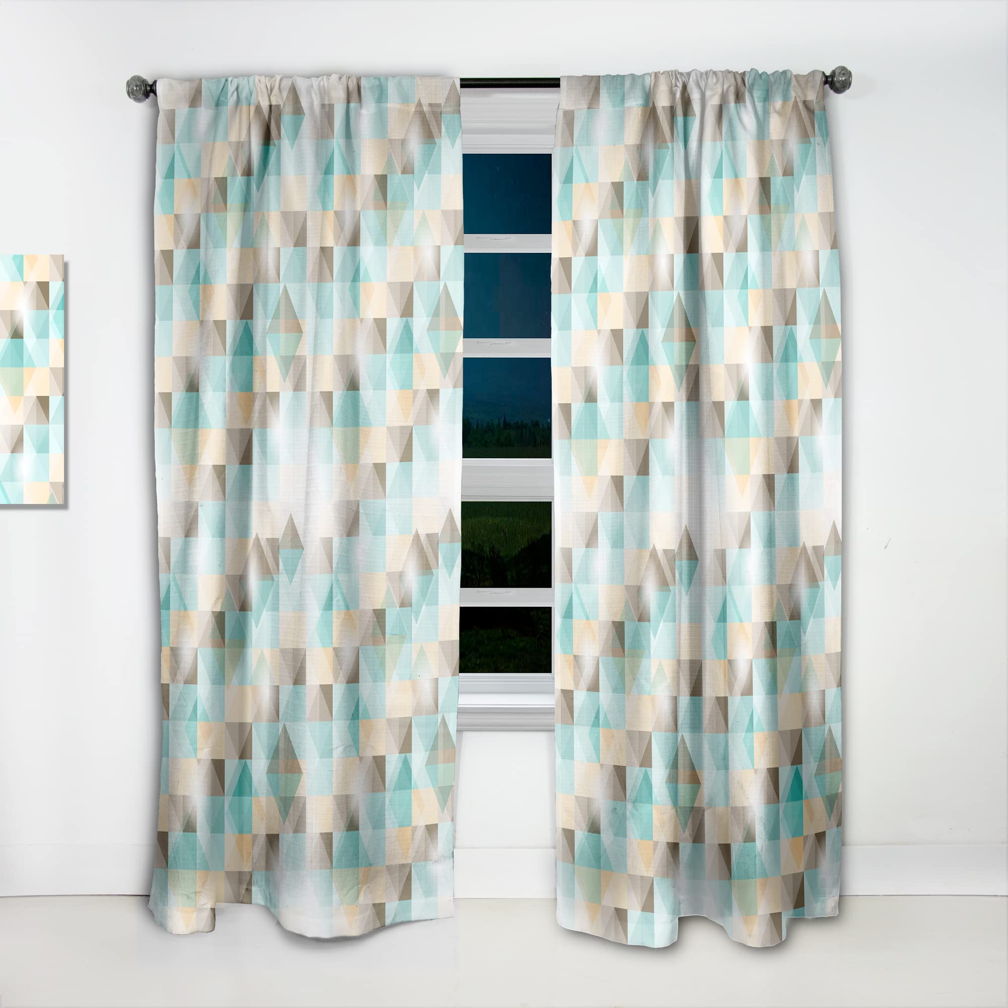 DesignQ 3D Illusion Geometric Square Curtains - Thermal Insulated Single Panel (52x120 Inches) for Bedroom & Living Room | Blackout Drapes for Home Decor & Privacy