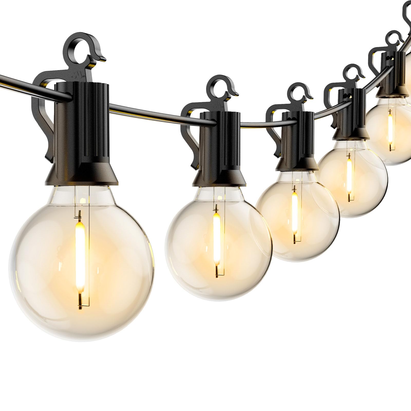 Brightown 50Ft Outdoor LED String Lights with 52 Shatterproof G40 Bulbs (2 Spare) - Waterproof Hanging Globe Lights for Patio, Backyard, Porch, Balcony & Bistro Decor - E12 Socket, 2200K Warm White - Perfect for Parties, Weddings & Outdoor Dining