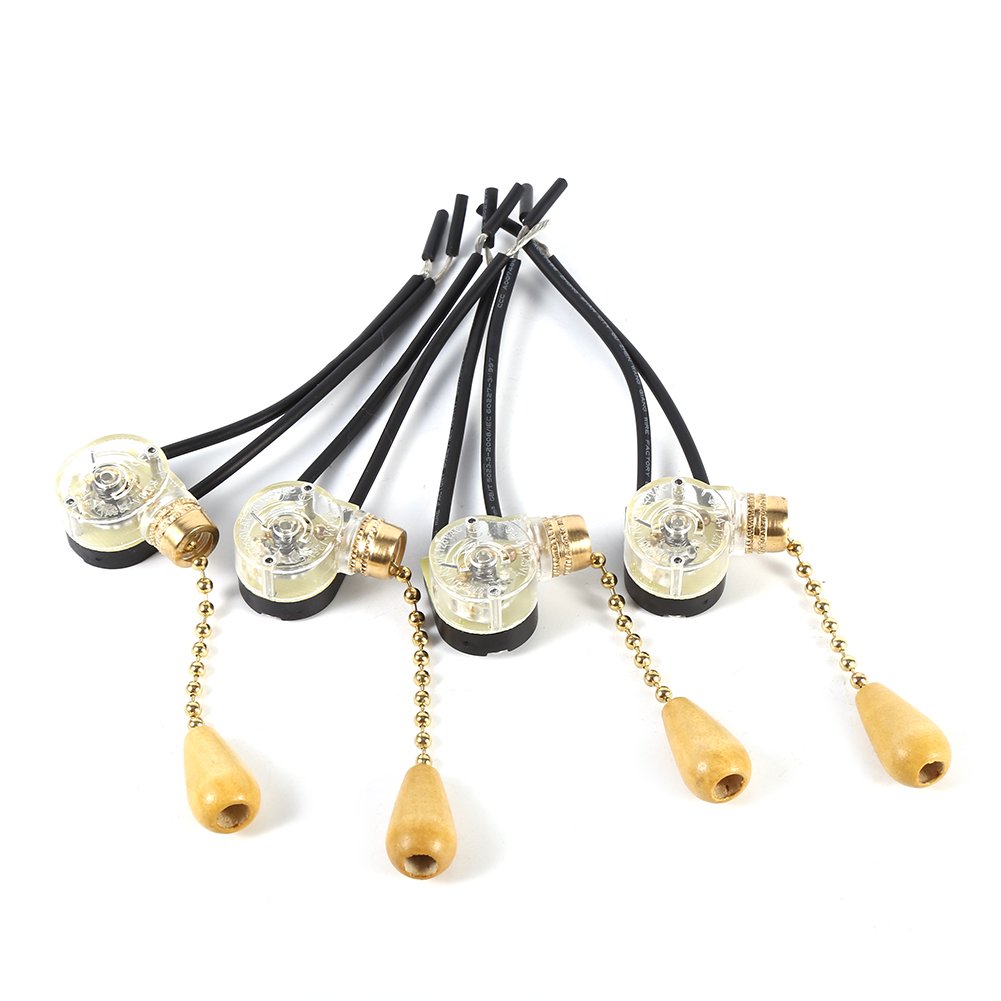 Deryang Vintage Pull Chain Switch - Lightweight & Durable Brass Ceiling Light Switch for Wall Lamps, Table Lamps, Bedside & Floor Lamps - Perfect for Home, Office, Bedroom and Living Room Lighting Decor