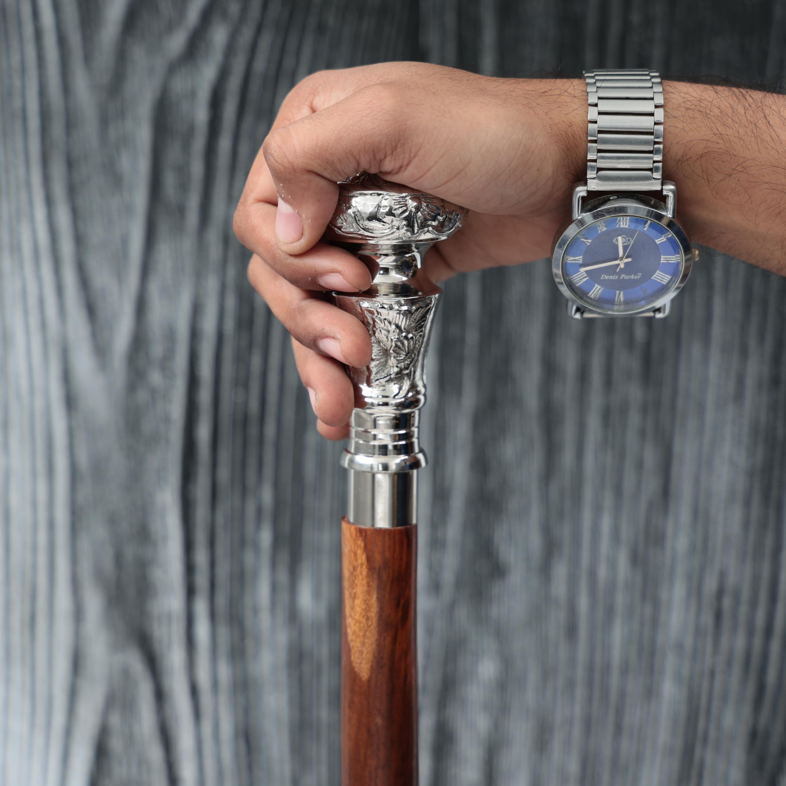 Premium Aluminum & Brass Rosewood Walking Cane - Elegant Full-Size Walking Stick for Men & Women - Perfect for Hiking, Fashion Accessory & Elderly Support