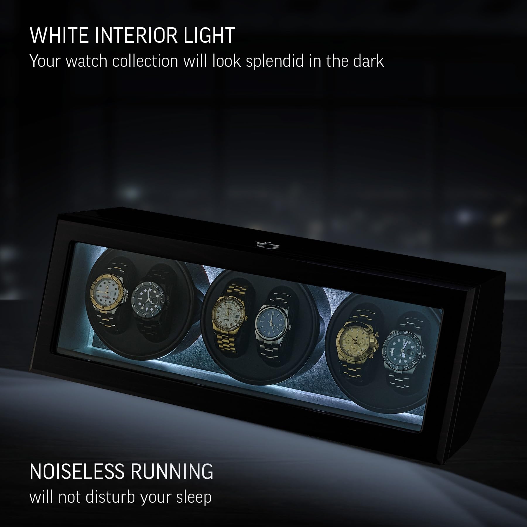 Premium TIMECUBE Automatic Watch Winder for 6 Watches - 15 Custom Winding Programs with LED Display | Perfect for Watch Collectors & Luxury Timepiece Storage at Home/Office