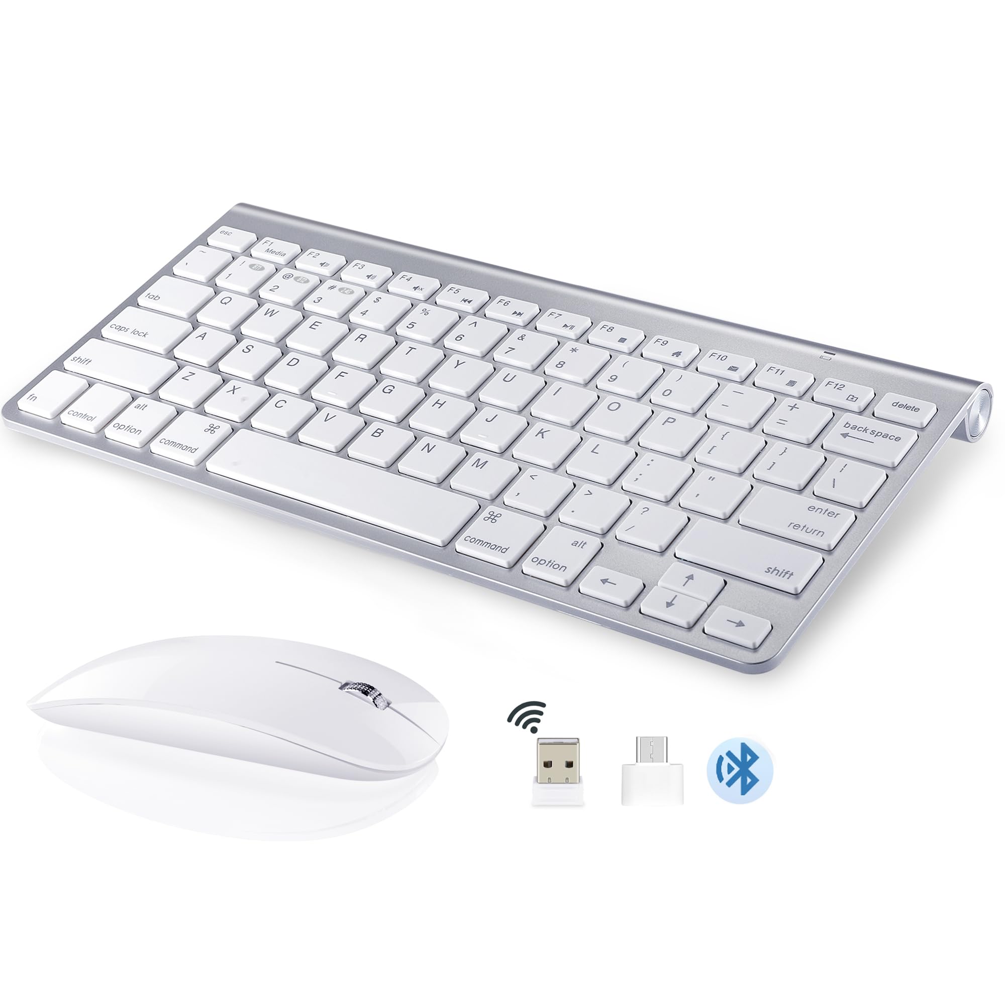 Wireless Keyboard and Mouse Combo for iMac & MacBook Air/Pro - Bluetooth & USB Connectivity - Ergonomic Design for Home Office & Gaming