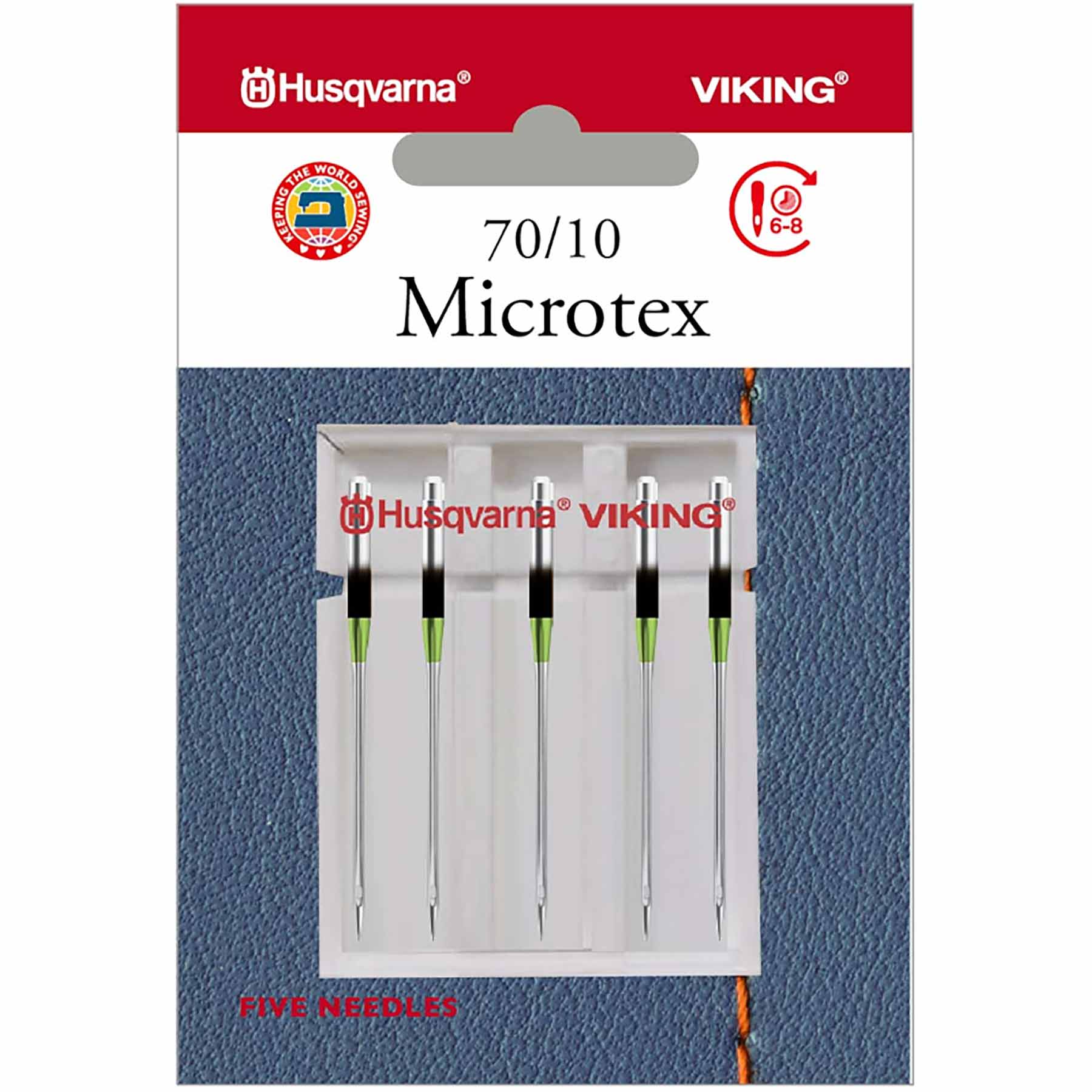 HUSQVARNA VIKING Microtex Needles Size 70/10 - 5 Pack for Sewing Machines | Perfect for Delicate Fabrics, Silk & Microfiber | Ideal for Quilting & Embroidery Projects
