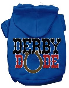 Derby Dude Screen Print Dog Hoodies - Soft & Stylish Pet Apparel in Multiple Colors - Perfect for Outdoor Adventures & Photo Shoots