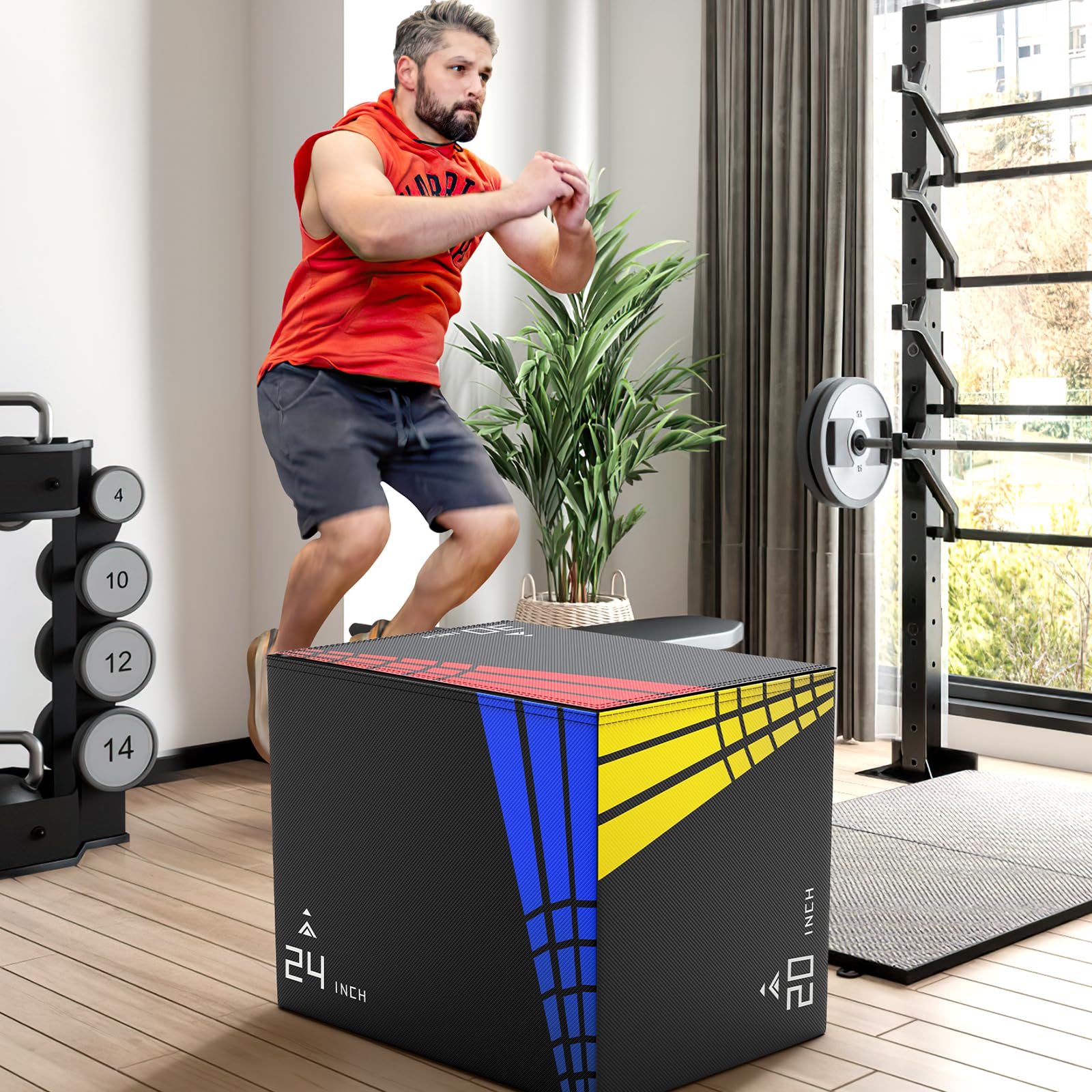 XDDAIS 3-in-1 Heavy Duty Foam Plyometric Box Set for Home Gym - 30”x24”x20”, 24”x20”x16”, 20