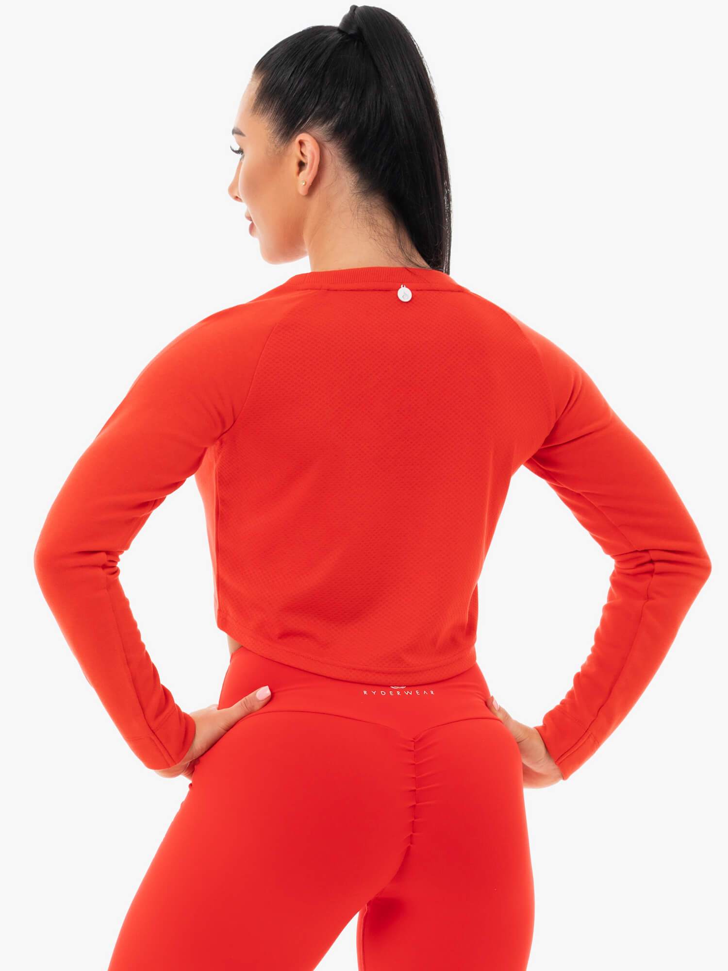 Staples Cropped Sweater Women's Red Knit Pullover - Perfect for Casual Outfits, Fall Layering & Cozy Winter Wear