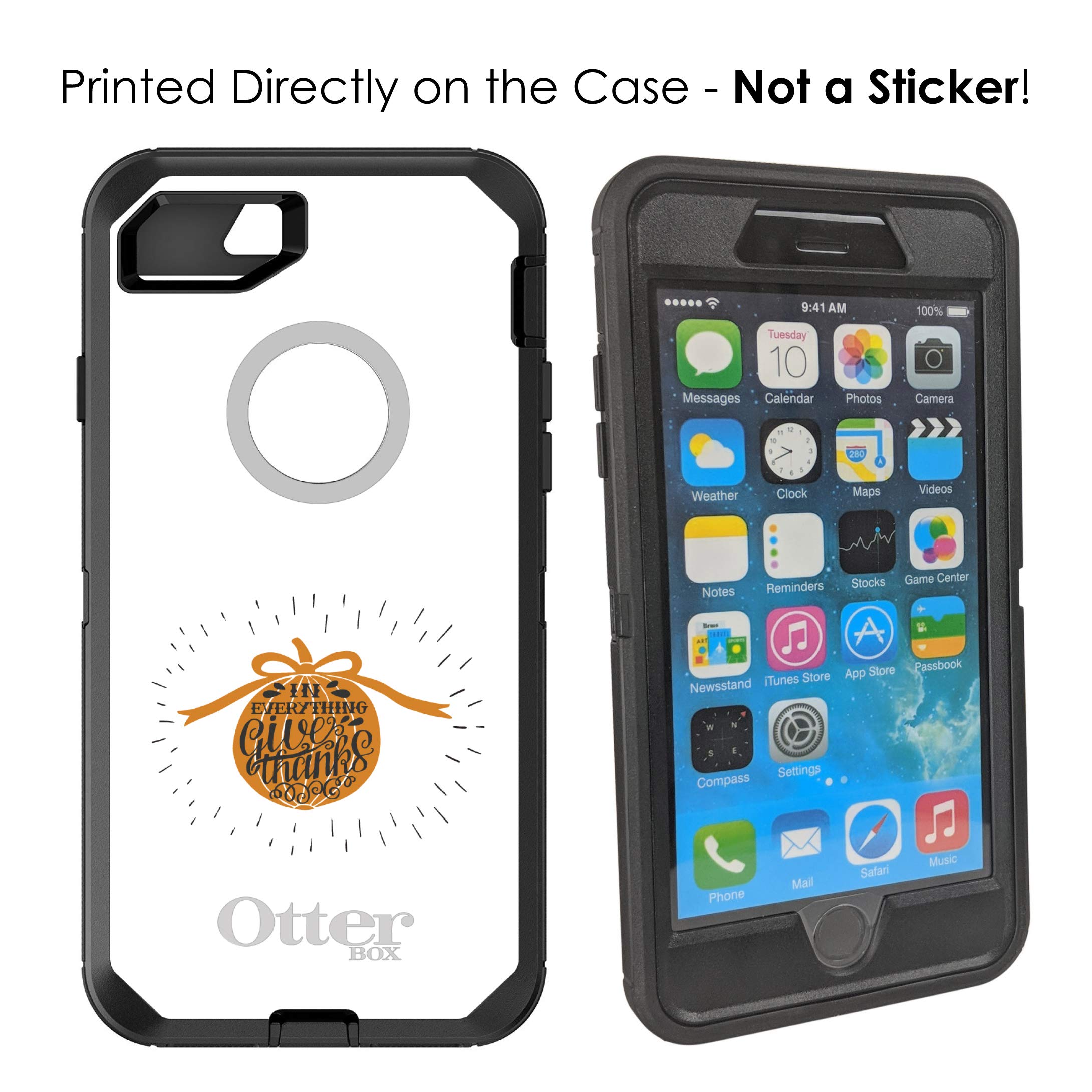 DistinctInk iPhone 7 Plus / 8 Plus Case (5.5 Inch) - Durable Protective Cover Replacement for OtterBox Defender - Black Custom Design with Orange & White 