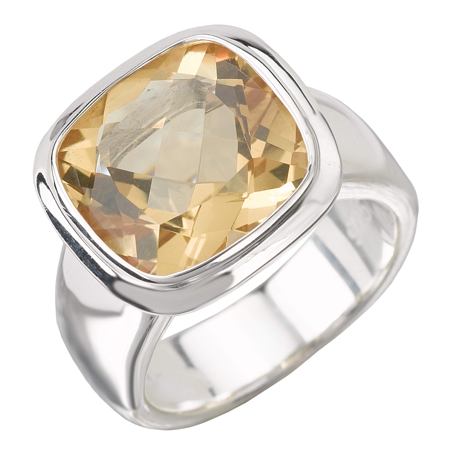 925 Sterling Silver Square Honey Quartz Ring for Women - Size 6,7,8 - Elegant Boho Jewelry Gift for Birthday, Anniversary & Everyday Wear