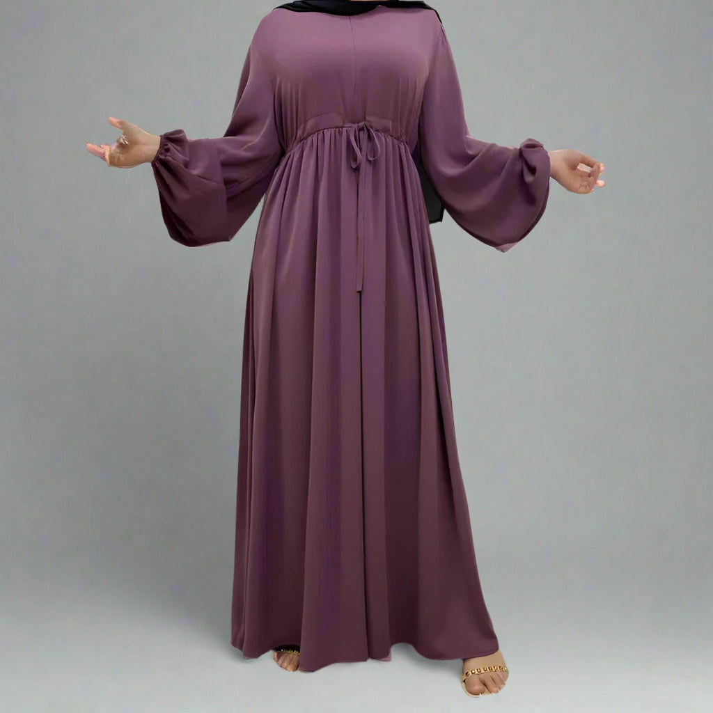 Elegant Solid Color Loose Abaya Dress for Muslim Women - Modest Islamic Clothing for Prayer, Mosque & Daily Wear