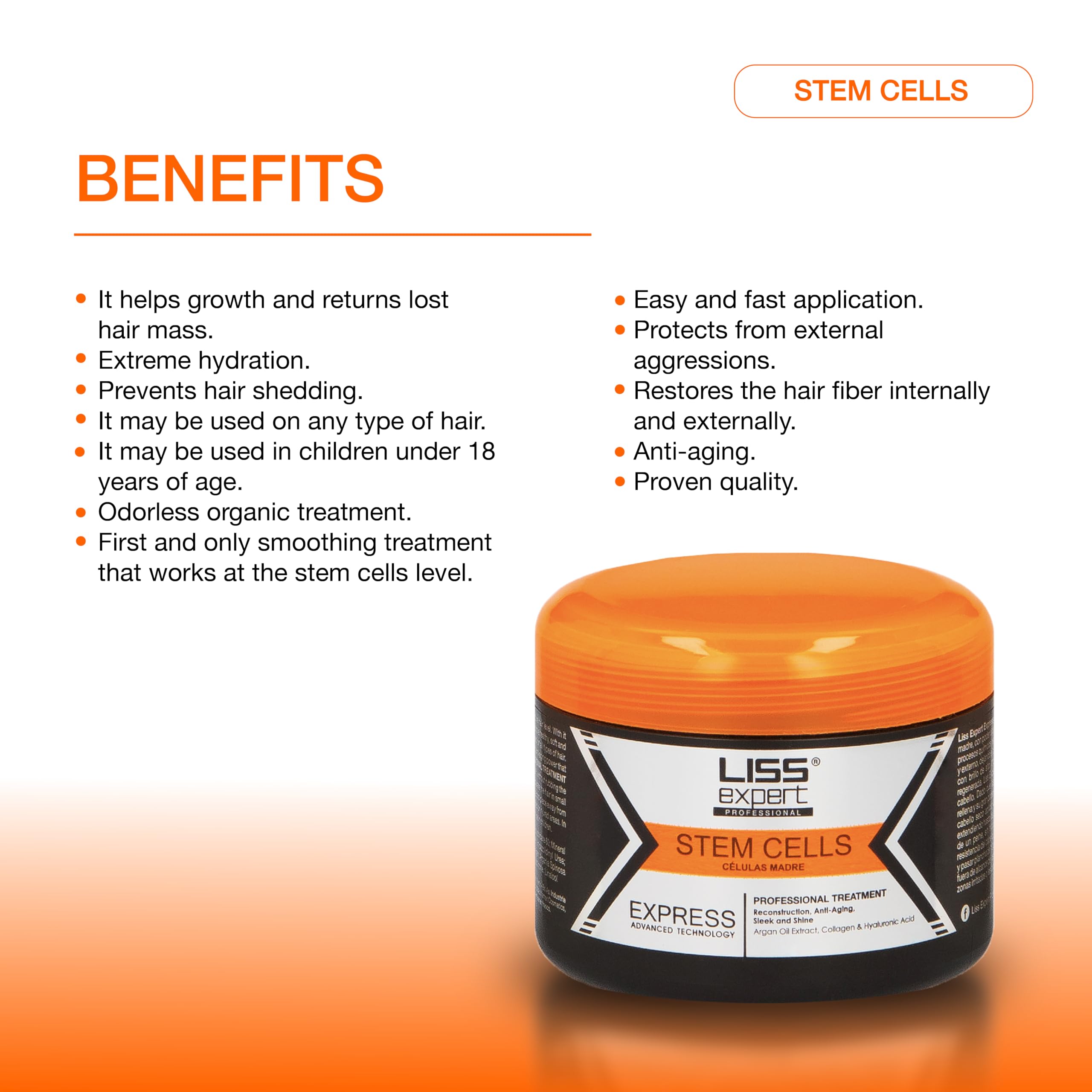 Liss Expert Stem Cells Smoothing Treatment with Organic Keratin & Argan Oil – Frizz-Free Hair Repair & Shine – Professional Straightening for Shoulder Length Hair – Includes Salt-Free Shampoo & Conditioner – Perfect for Salon-Quality Smoothing at Home