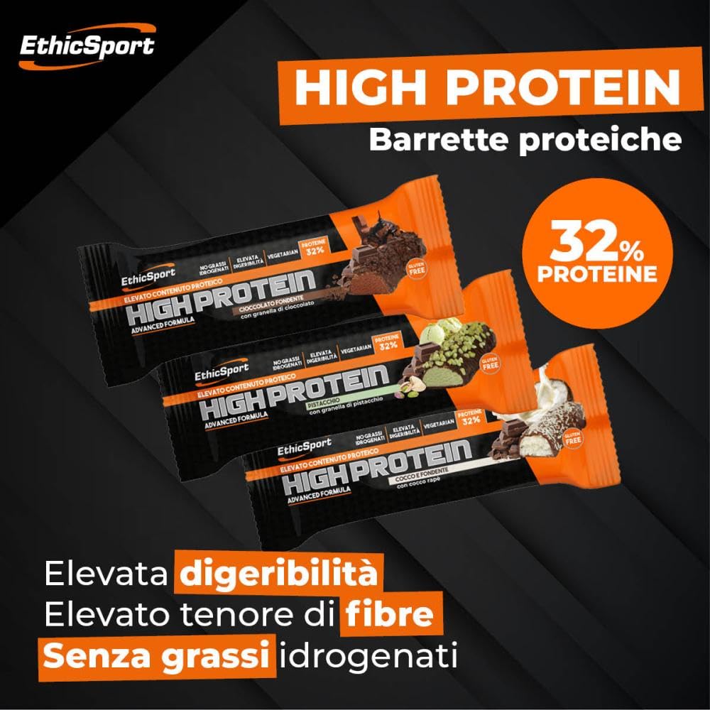 EthicSport HIGH PROTEIN PISTACHIO - Protein Bar with High Protein Content, Gluten Free (Box of 21 x 45g) - Perfect for Post-Workout Recovery, Healthy Snacking & On-the-Go Nutrition