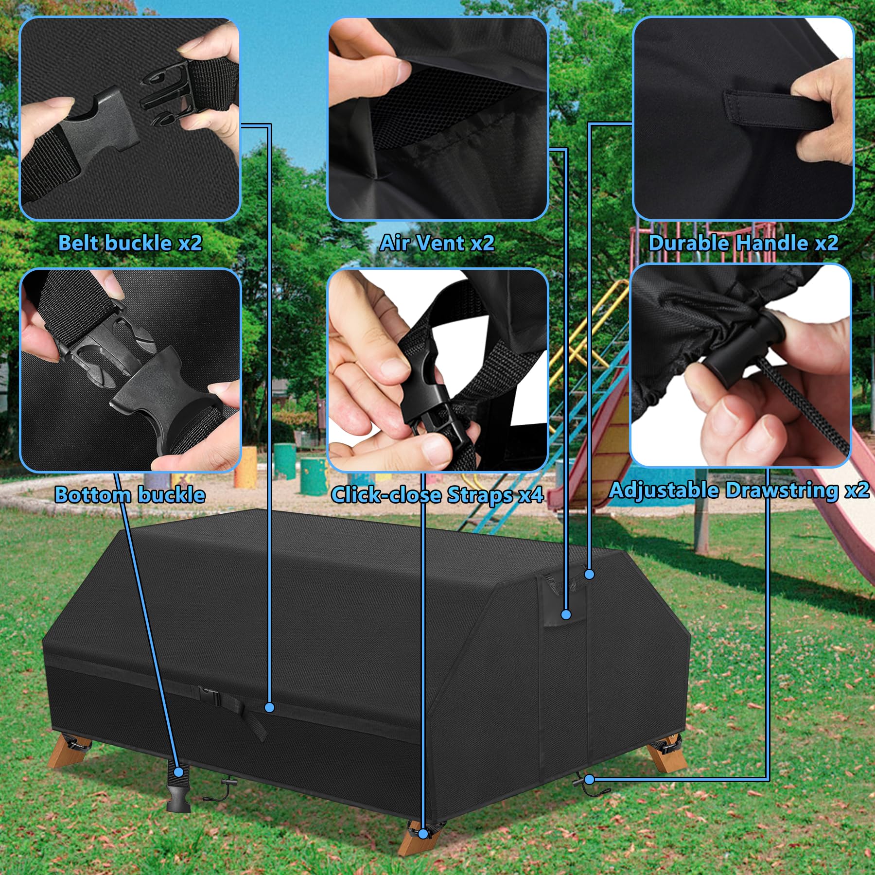 Heavy Duty Waterproof Kids Picnic Table Cover - 600D Oxford Cloth Windproof, Dustproof & UV Resistant - Outdoor Patio Table Bench Cover for Wooden Convertible Picnic Tables - Perfect for Backyard BBQs, Park Outings & Camping Trips