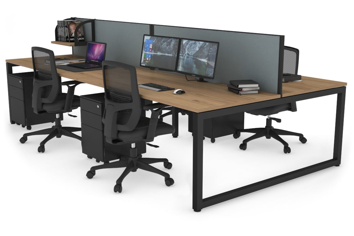 Quadro Loop Legs 4-Person Office Workstation - 1400L x 800W with Cable Management Scallop - Perfect for Collaborative Workspaces & Open Office Environments