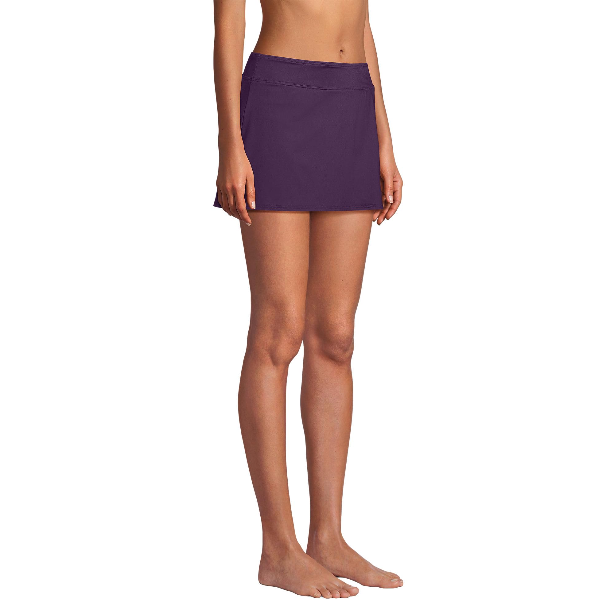 Lands' End Women's Chlorine Resistant Swim Skirt with Control - BlackBerry - Regular Size 16 | High Waist Swim Bottoms for Beach, Pool & Water Aerobics