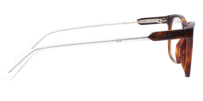 Gucci GG 0490O 008 Havana Transparent Square Unisex Eyeglasses | Designer Sunglasses for Men & Women | Perfect for Outdoor Activities & Fashion Accessories