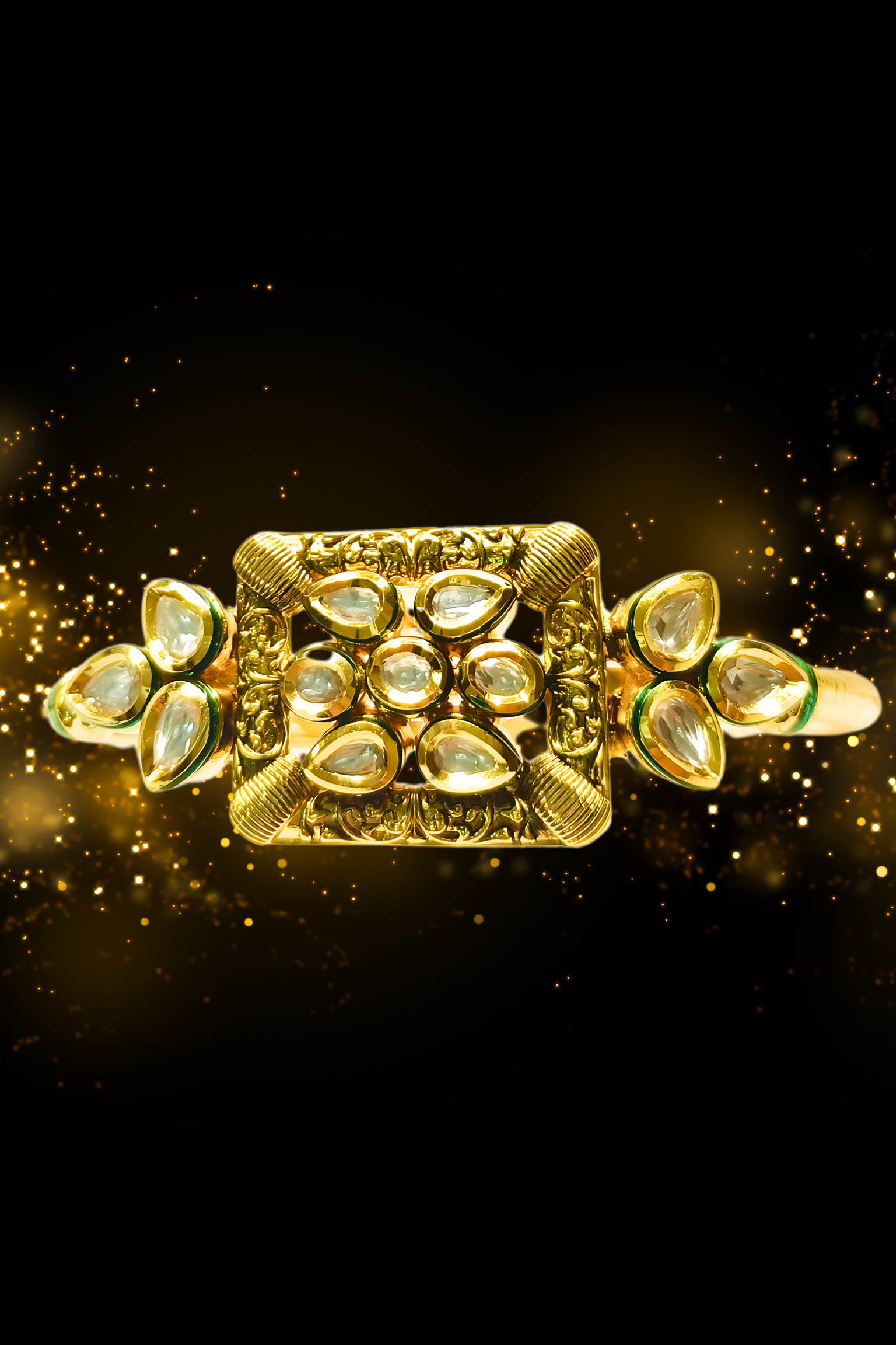 Luxury Gold Plated Royal Kundan Openable Bracelet for Women - Elegant Indian Jewelry for Weddings, Parties & Special Occasions (D193)