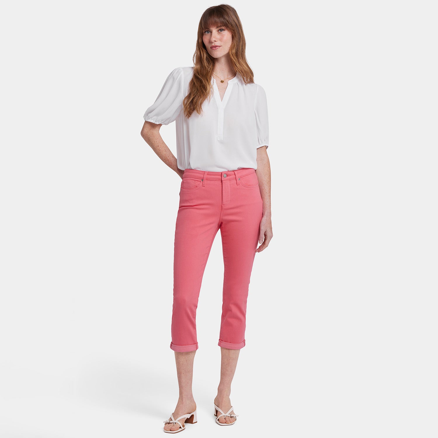 Chloe Skinny Capri Jeans for Women - Stretchy High Waist Ankle Pants in Spiced Coral | Perfect for Casual Wear, Office & Date Night Outfits