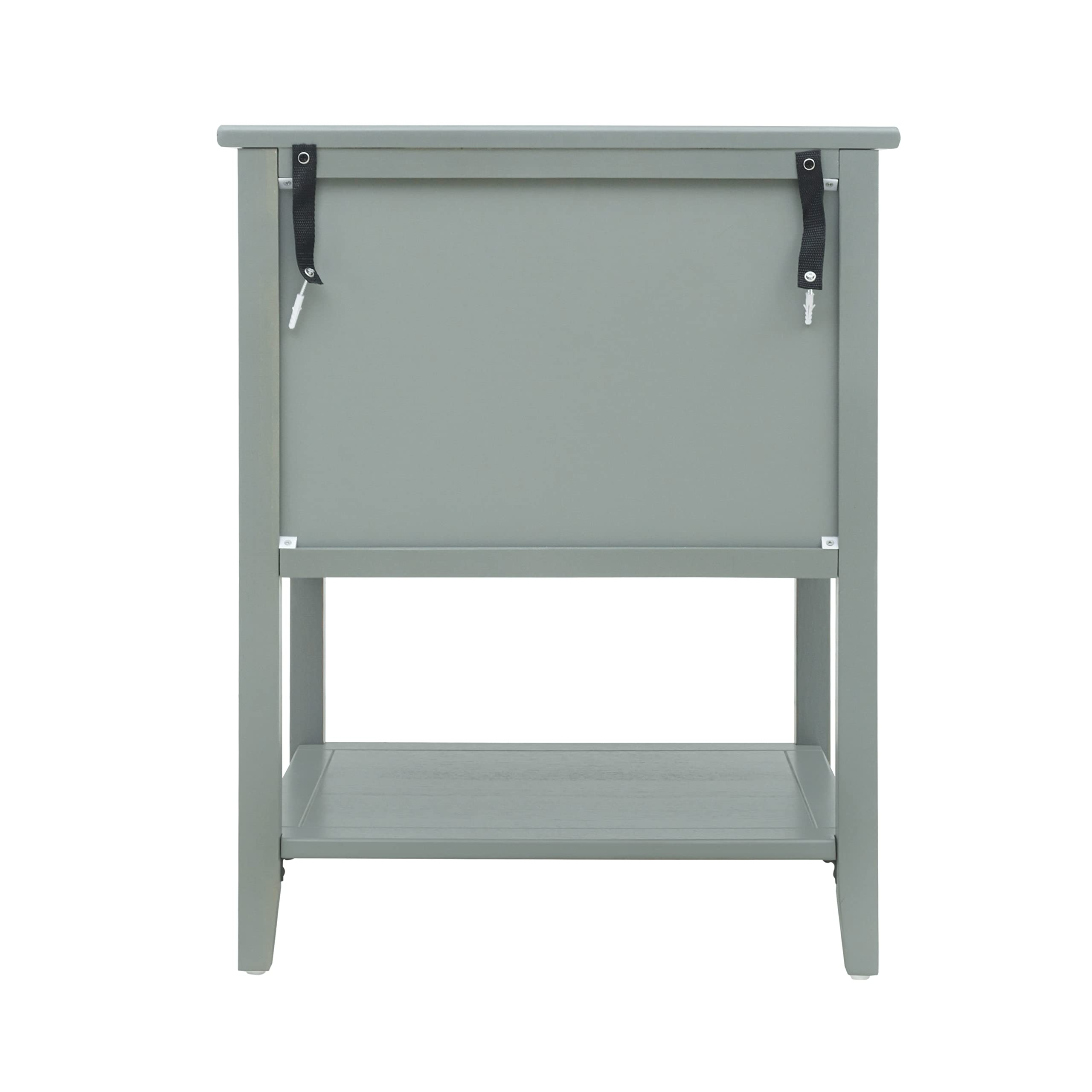 Mid Century Modern Nightstand with 2 Drawers & Shelf Storage - Wood Accent End Table with Metal Handles for Bedroom & Living Room - Olive Green - Perfect for Small Spaces & Apartment Decor