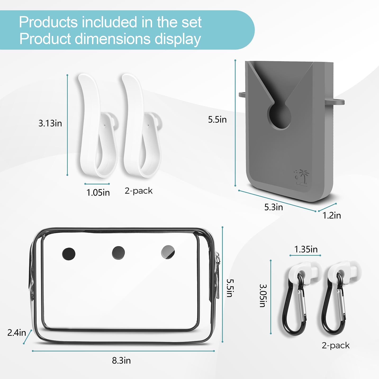 6-Pack Bogg Bag Accessories Set - Includes Silicone Phone Holder, PVC Insert Bag, Hooks & Keychain - Perfect for Beach, Pool & Travel Organization