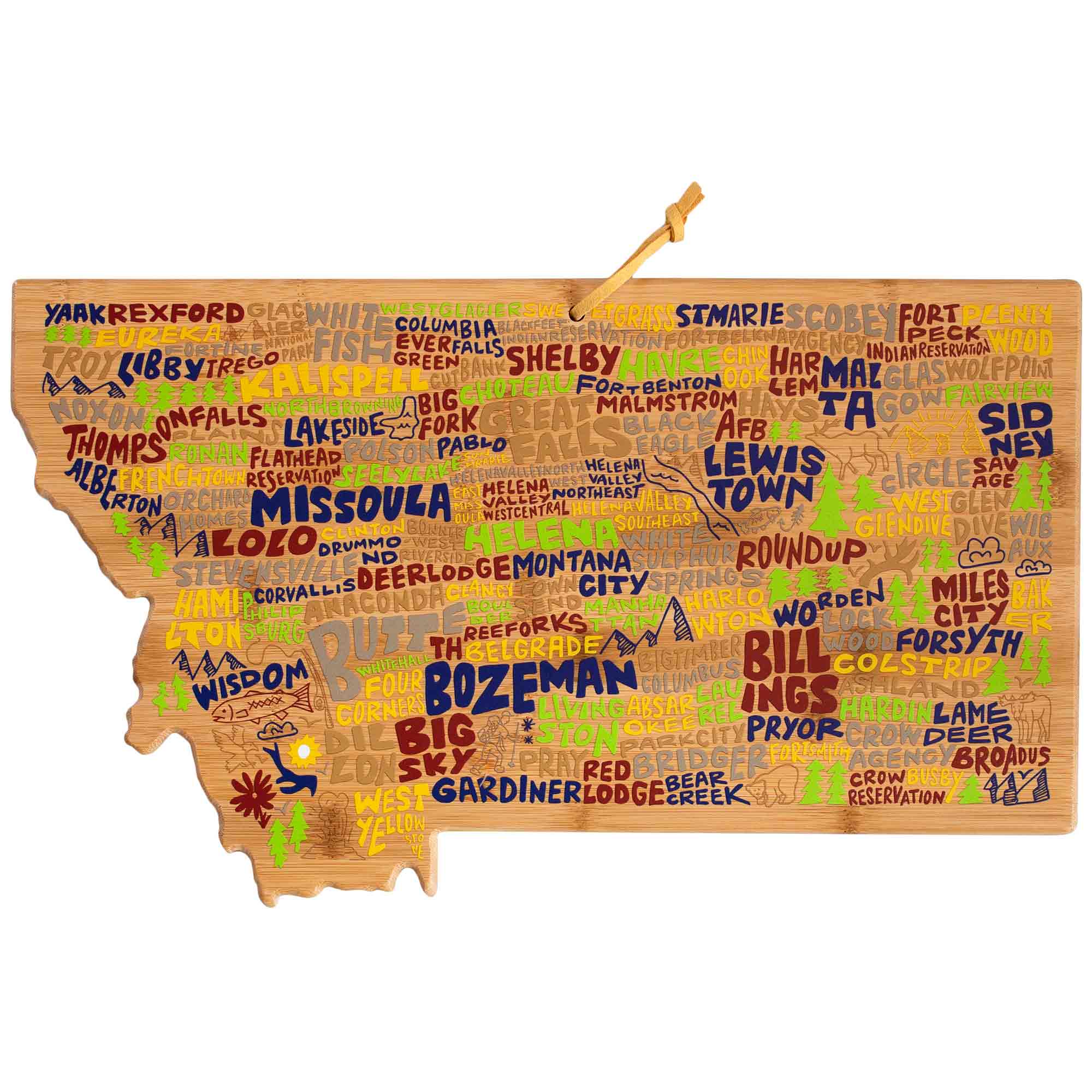 Montana Wood Cutting Board with Handcrafted Artwork by Wander on Words™ - Perfect for Kitchen, Dining & Home Decor