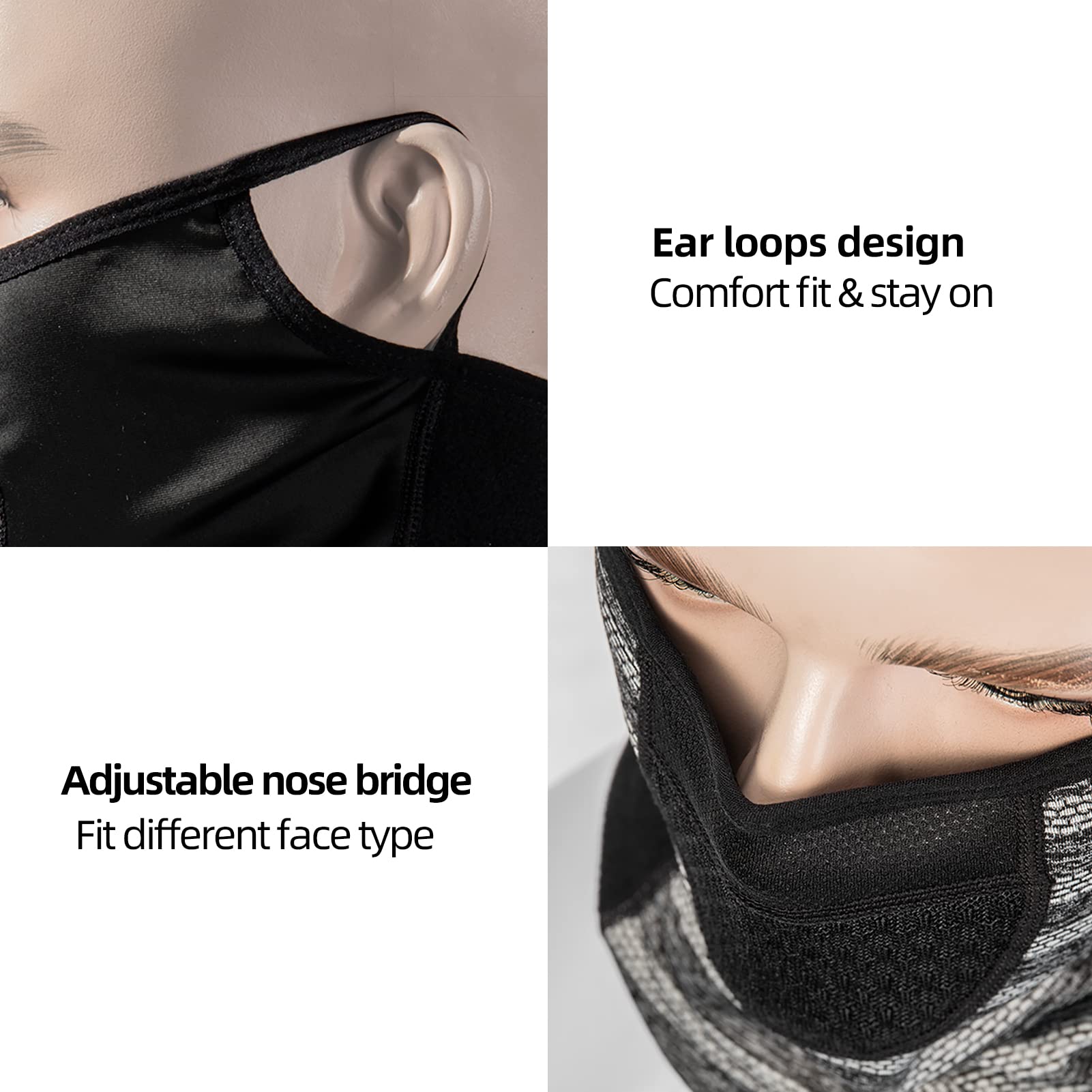 ROCKBROS Winter Neck Gaiter Warmer with Ear Loops - Fleece Lined Cold Weather Face Mask for Men & Women - Perfect for Skiing, Snowboarding, Running & Outdoor Activities