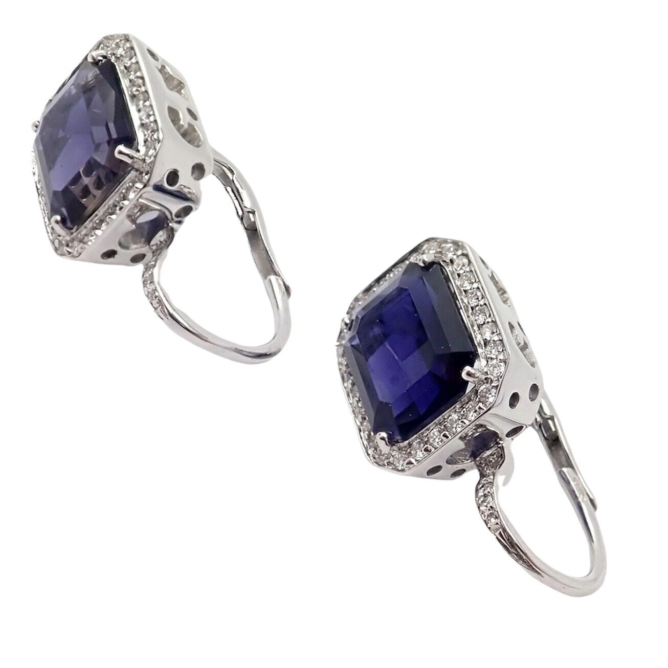 Authentic Pasquale Bruni 18k White Gold Iolite Diamond Earrings for Women | Luxury Italian Jewelry | Perfect for Weddings, Anniversaries & Special Occasions