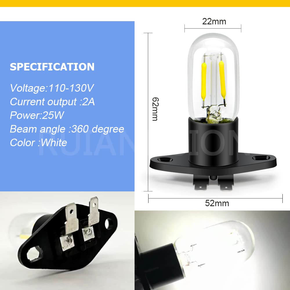 Ruiandsion Z187 LED Microwave Light Bulb - 125V, 110V-130V Universal Replacement for Microwave & Oven - Bright White Light - Perfect for Kitchen Appliances & Home Cooking