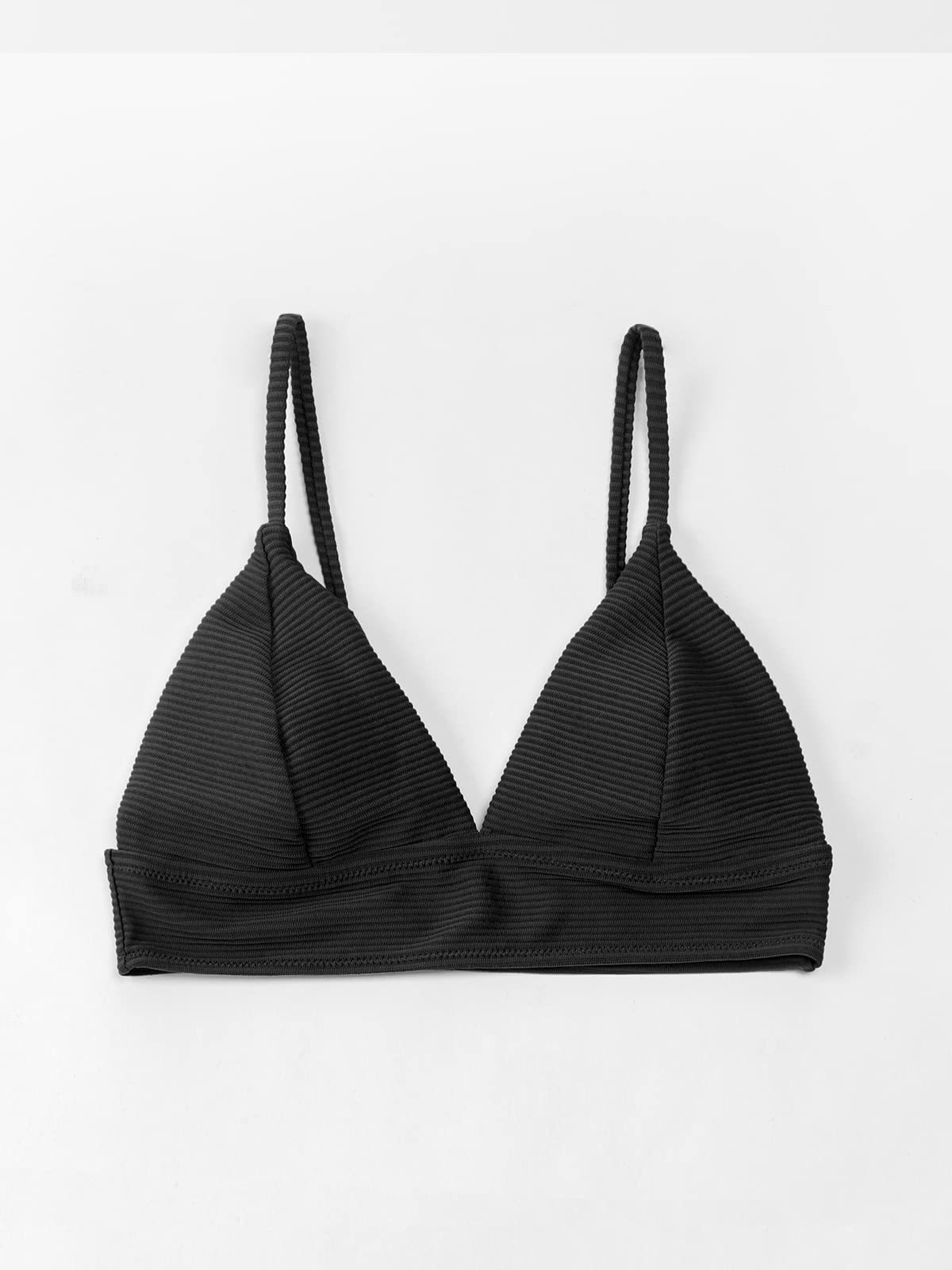 CUPSHE Women's V-Neck Textured Bikini Top - Sexy Swimwear for Beach, Pool & Summer Vacations | Comfortable Bathing Suit for Swimming, Sunbathing & Water Sports