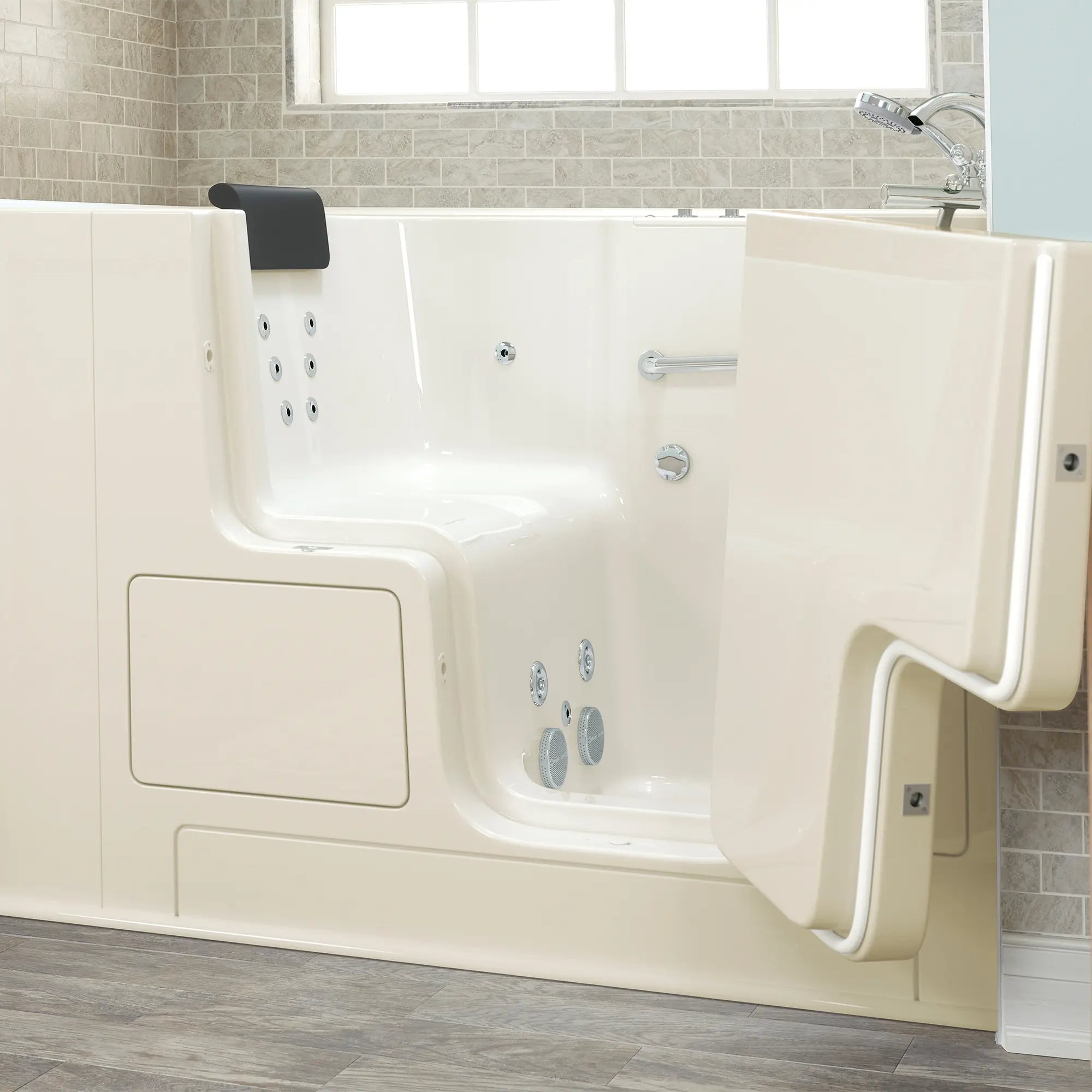 Premium 32 x 52 Inch Gelcoat Walk-In Bathtub with Whirlpool System - Right Hand Drain & Faucet - Ideal for Elderly & Mobility Support - Spa Relaxation at Home