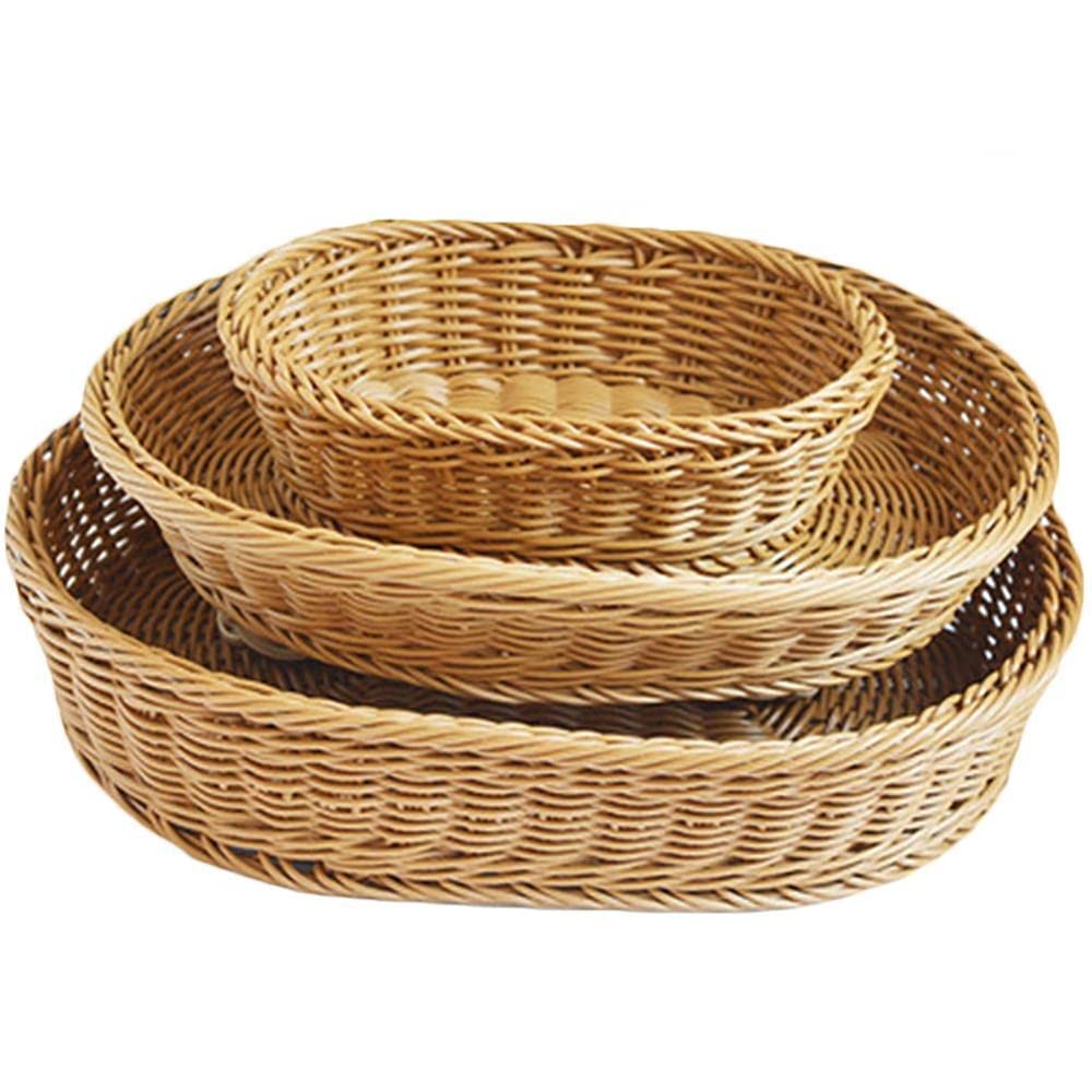 1Pcs Oval Wicker Rattan Fruit Bread Basket - Handwoven Storage Basket for Fruits, Vegetables, Bread, Cookies & Candy | Perfect for Kitchen Counter, Dining Table, Picnic & Home Decor