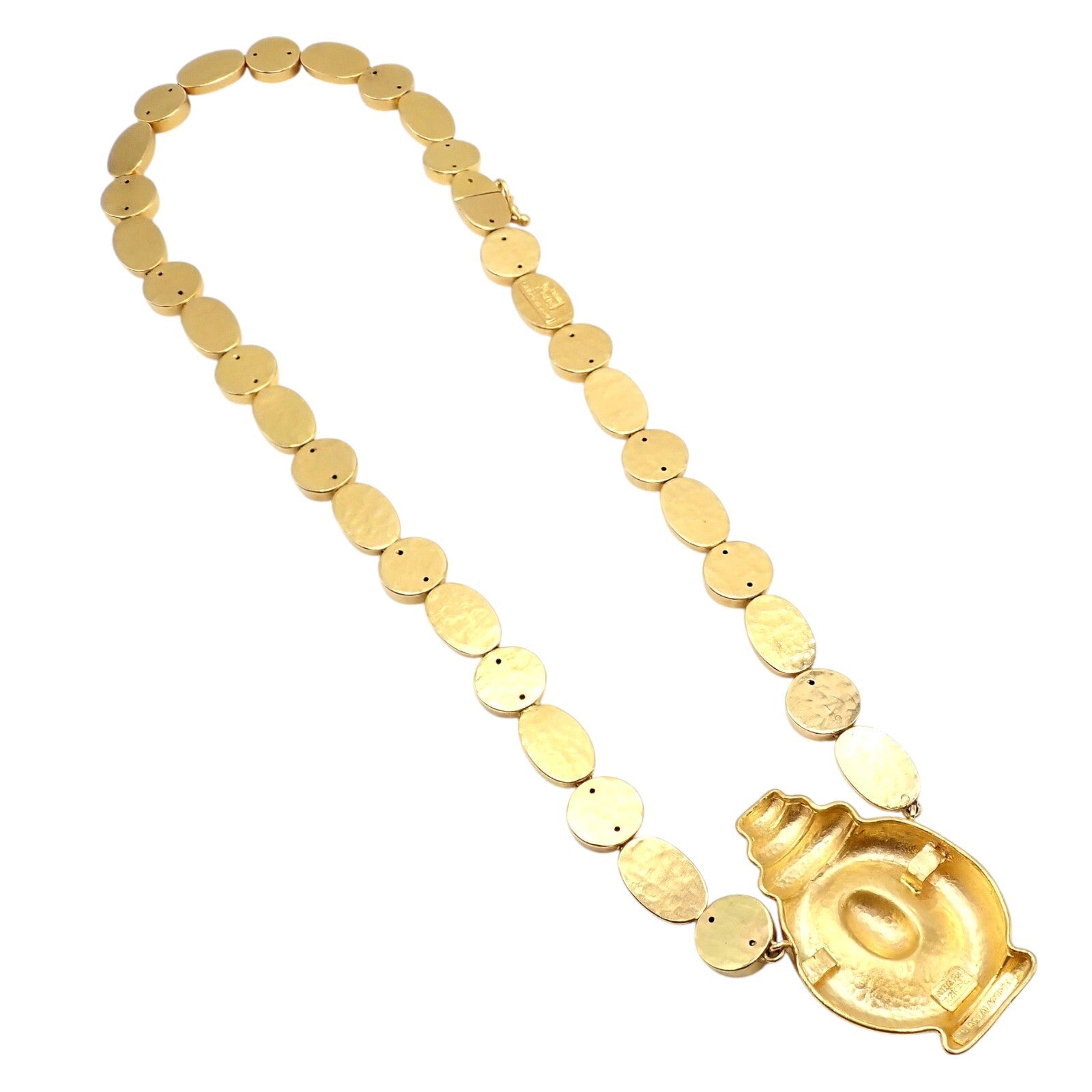 Vintage Estate Ilias Lalaounis 18k Yellow Gold Hammered Vase Necklace - Elegant Jewelry for Weddings, Parties & Special Occasions