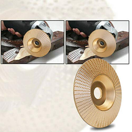3.9 Inch 98mm Carbide Wood Sanding Carving Shaping Disc for Angle Grinder - Durable Grinding Wheel for Woodworking & DIY Projects (Gold) - Perfect for Furniture Making, Crafting & Home Renovation (Ships from China)
