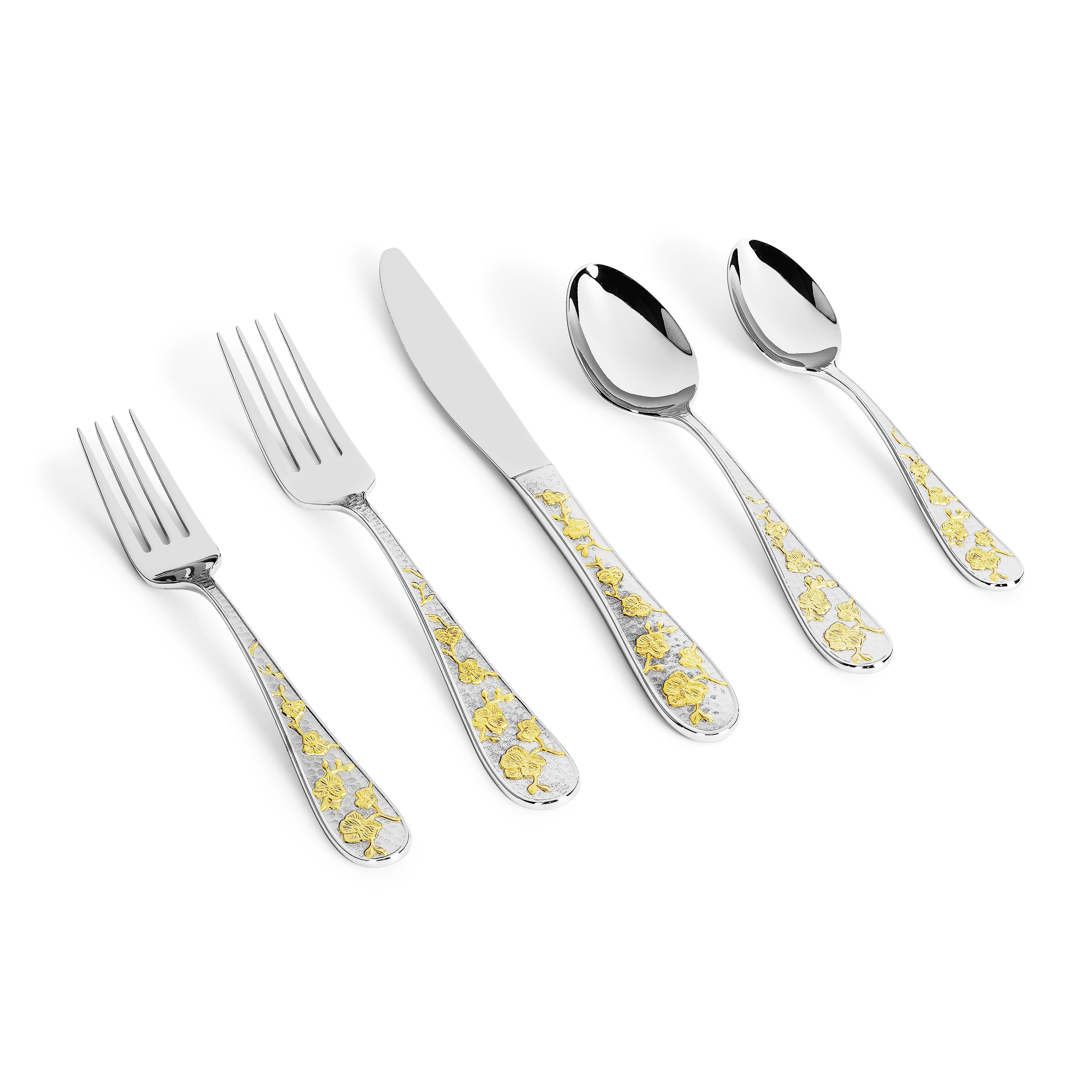 Premium Orchid Flatware Set - 18/10 Stainless Steel Silverware Set with Elegant Floral Design - Perfect for Wedding Gifts, Fine Dining & Special Occasions