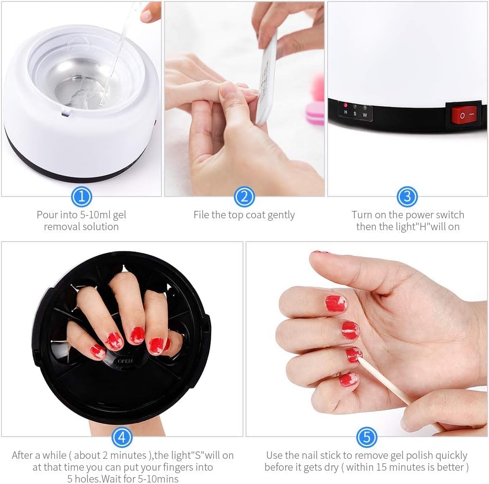 LIARTY 36W Portable Electric Nail Polish Remover Machine - Automatic Steam Heater for Gel & Acrylic Nails - Perfect for Home Salon, Nail Art Studio & DIY Manicures