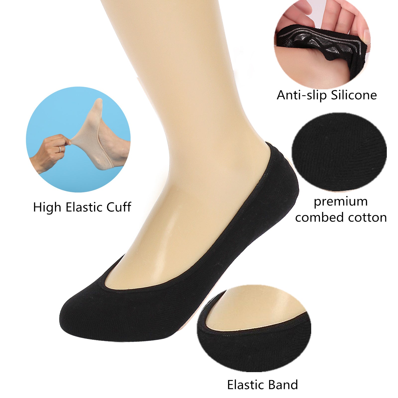 DEVUGGO 4 Pairs No Show Socks for Women - Anti Slip Invisible Hidden Ankle Socks | Perfect for Sneakers, Loafers & Flats | Comfortable Everyday Wear