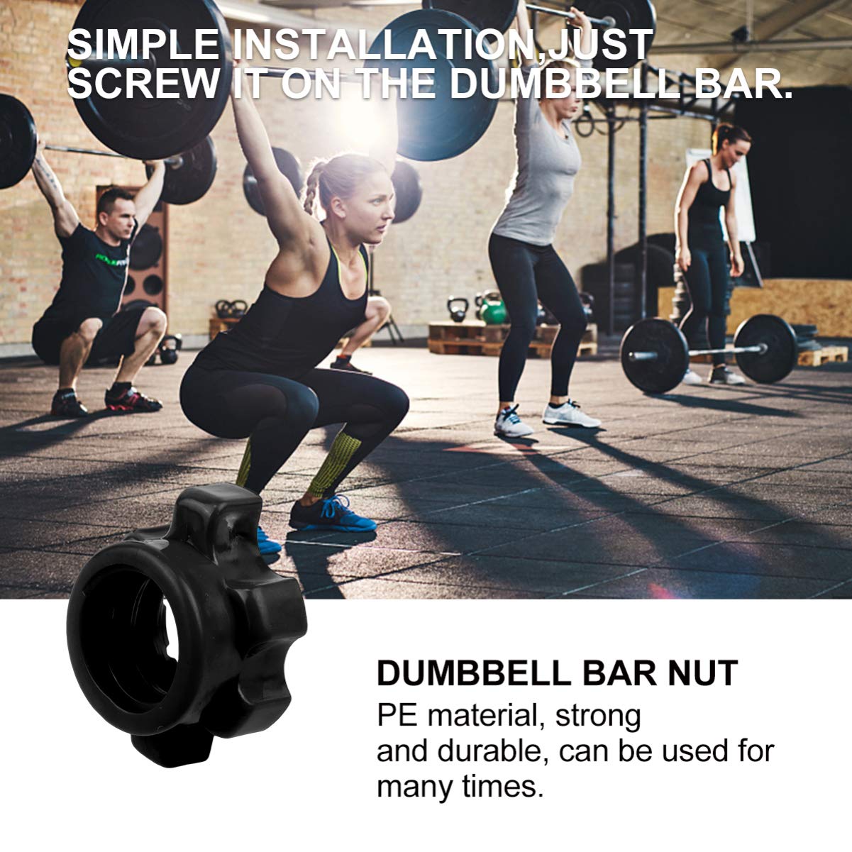 VOSAREA 4-Piece Dumbbell Bar Nut Set - Spin Screw Clamp for Weightlifting & Strength Training - Gym Equipment Accessories for Home & Commercial Use