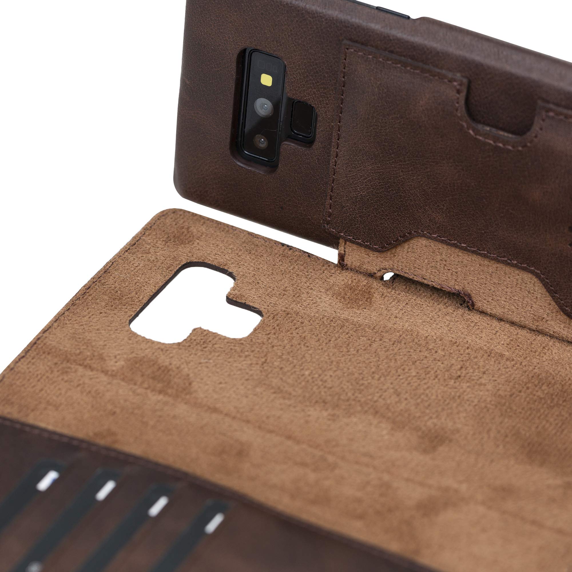 **Venito Florence Genuine Leather Wallet Phone Case for Samsung Galaxy Note 9 – RFID Blocking & Detachable Design – Coffee Brown – Perfect for Travel, Work & Everyday Use**