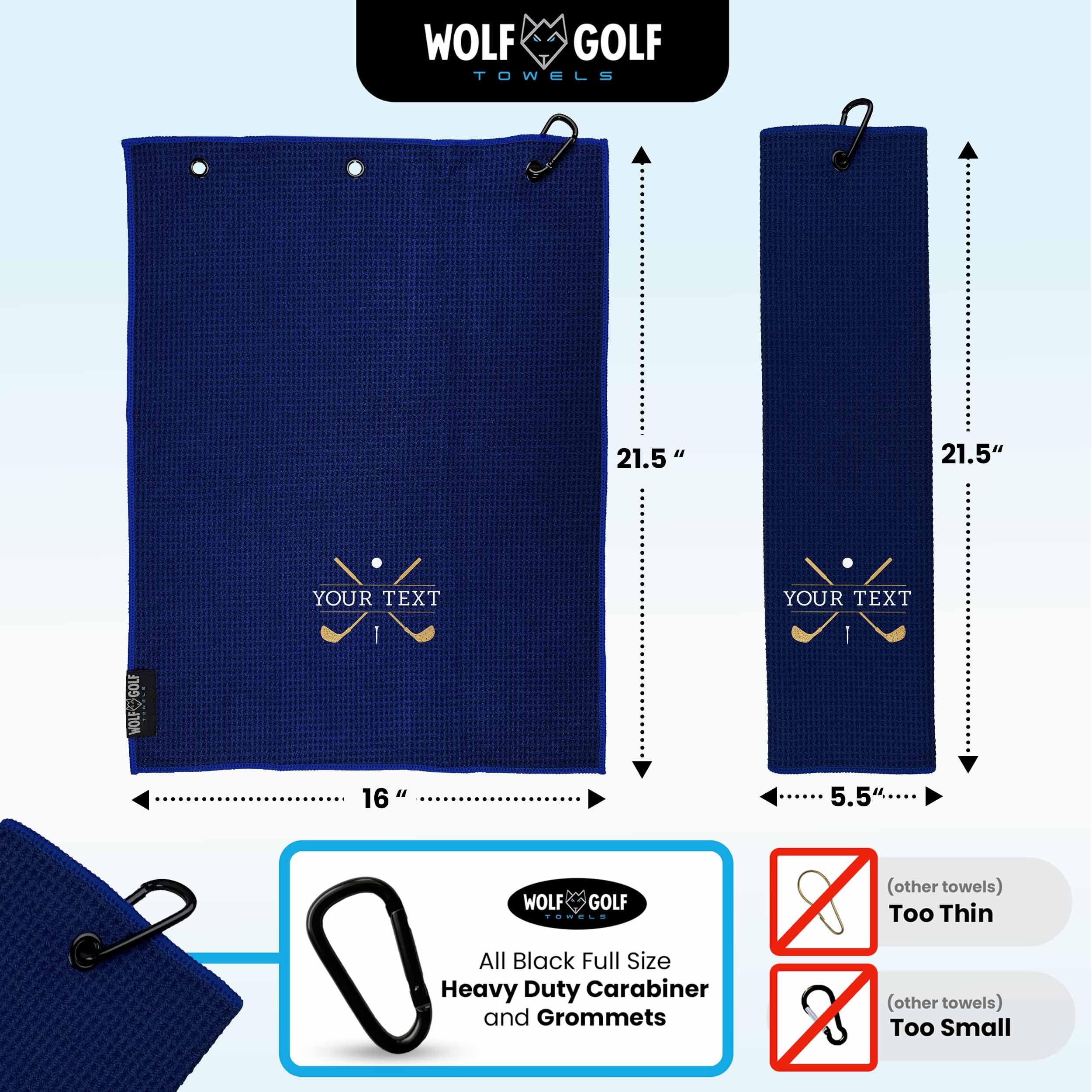 Custom Personalized Golf Towel for Golf Bags - Monogrammed Golf Gift for Men & Women - Perfect for Golfers, Tournaments & Club Events