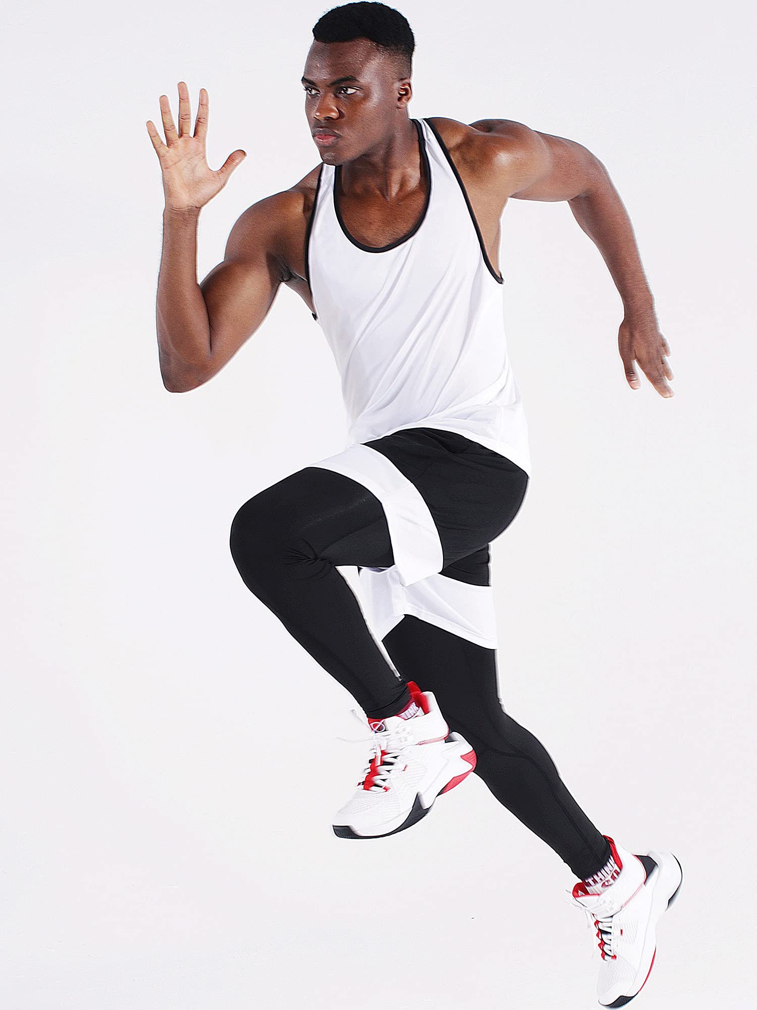 NELEUS Men's 3 Pack Running Tank Tops - Moisture Wicking Quick Dry Athletic Shirts for Gym, Workout & Sports - Breathable Y-Back Sleeveless Shirts for Jogging, Fitness & Summer Activities