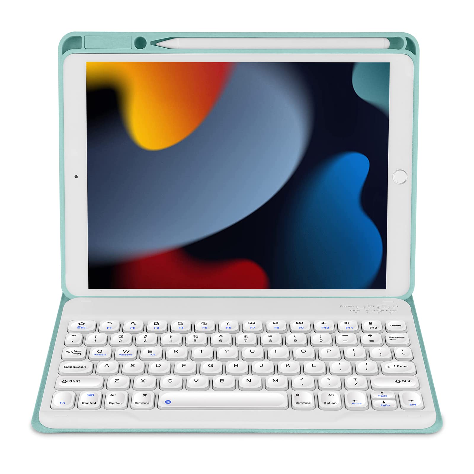 Premium iPad 10.2 Case with Bluetooth Keyboard - Compatible with iPad 9th/8th/7th Gen & iPad Air 3/iPad Pro 10.5 | Detachable Magnetic Protective Cover with Built-in Apple Pencil Holder | Mint Green | Perfect for Work, Study & Travel