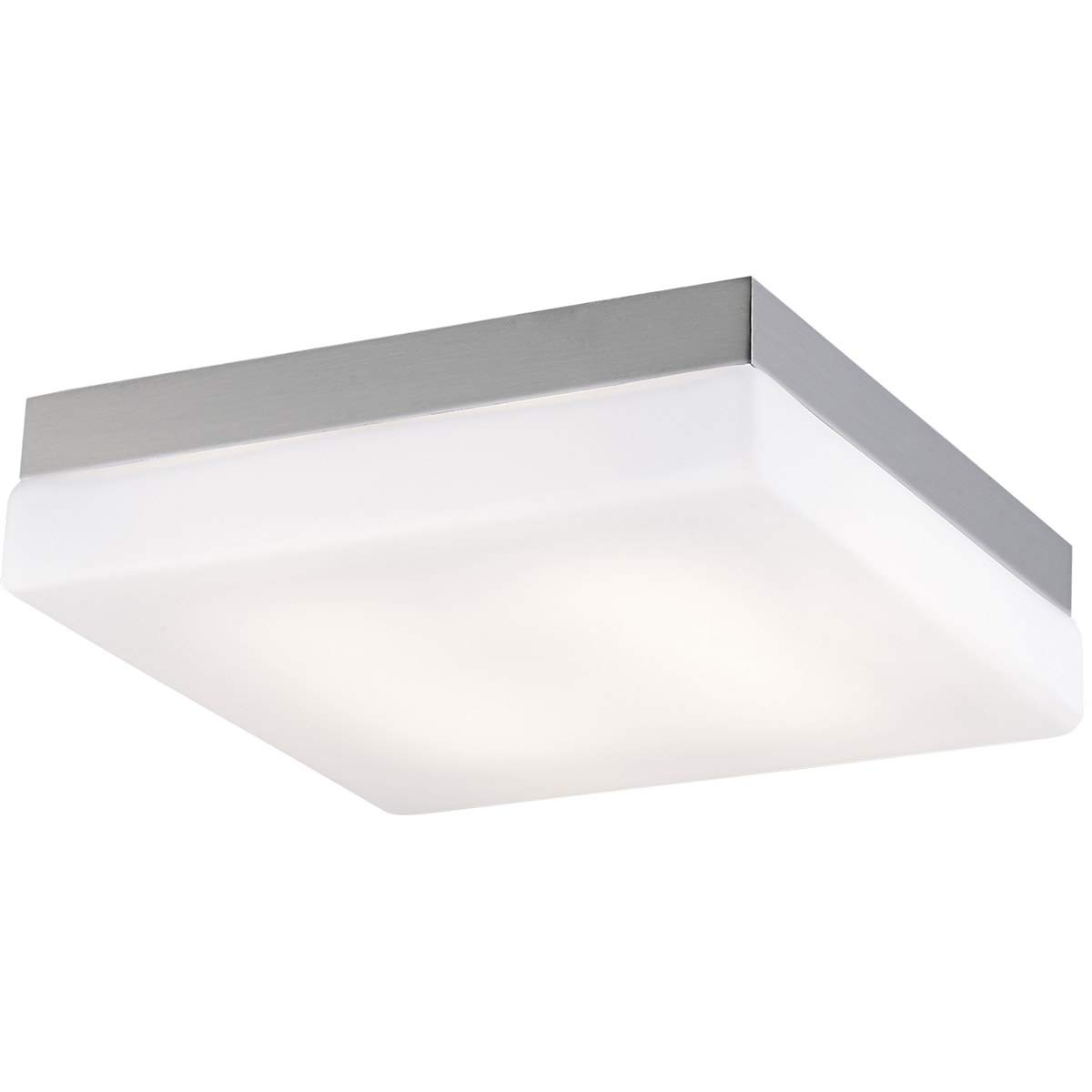 Brushed Nickel Flush Mount Ceiling Light Fixture - 1 Light, Integrated LED Bulb, 11 Inch, 20W - Perfect for Bedrooms, Hallways, and Small Spaces
