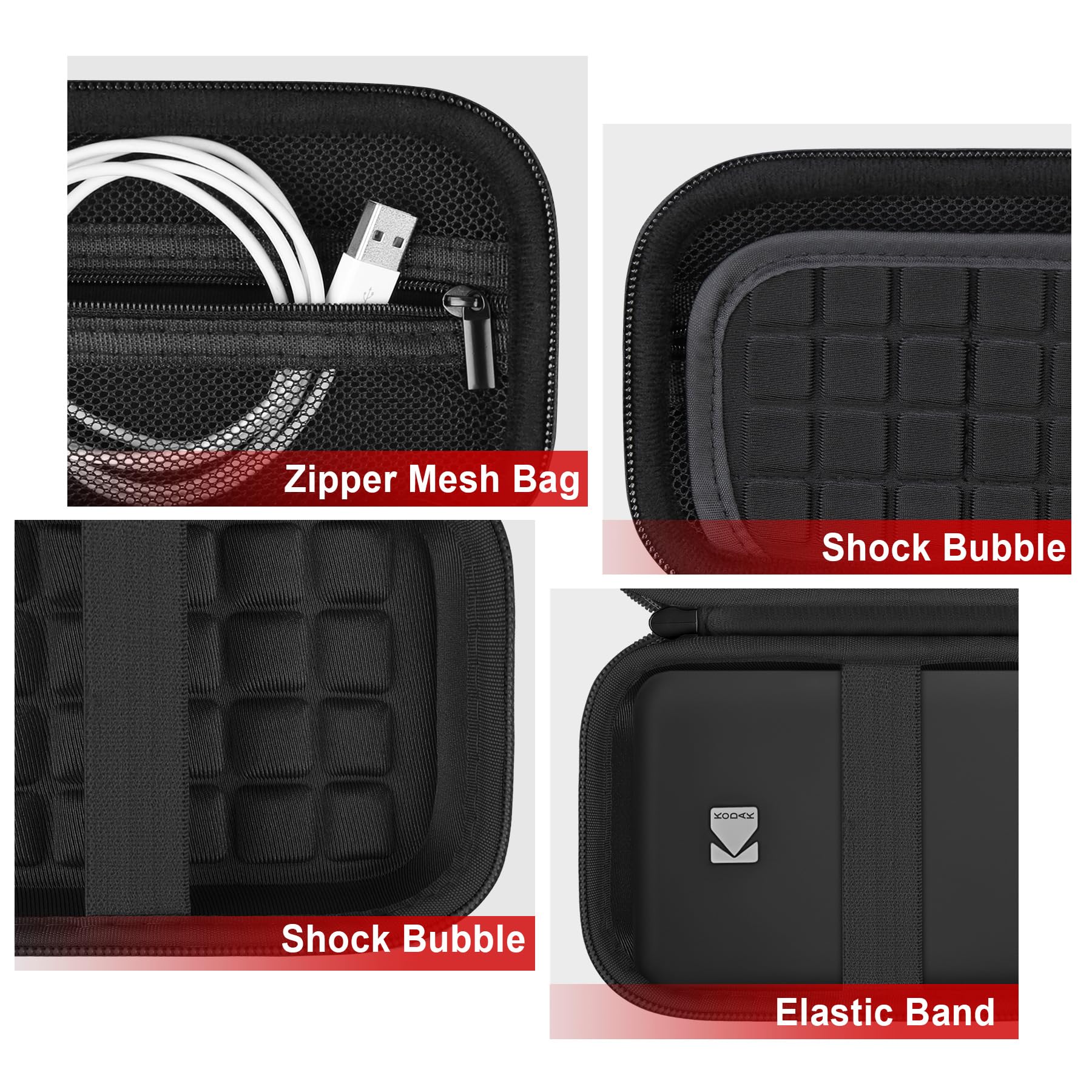 Supmay Hard Carrying Case for KODAK Step Instant Photo Printer - Durable Protective Cover with Zippered Mesh Pocket for USB Cable & Photo Paper (Black) | Perfect for Travel, Parties & Photo Storage
