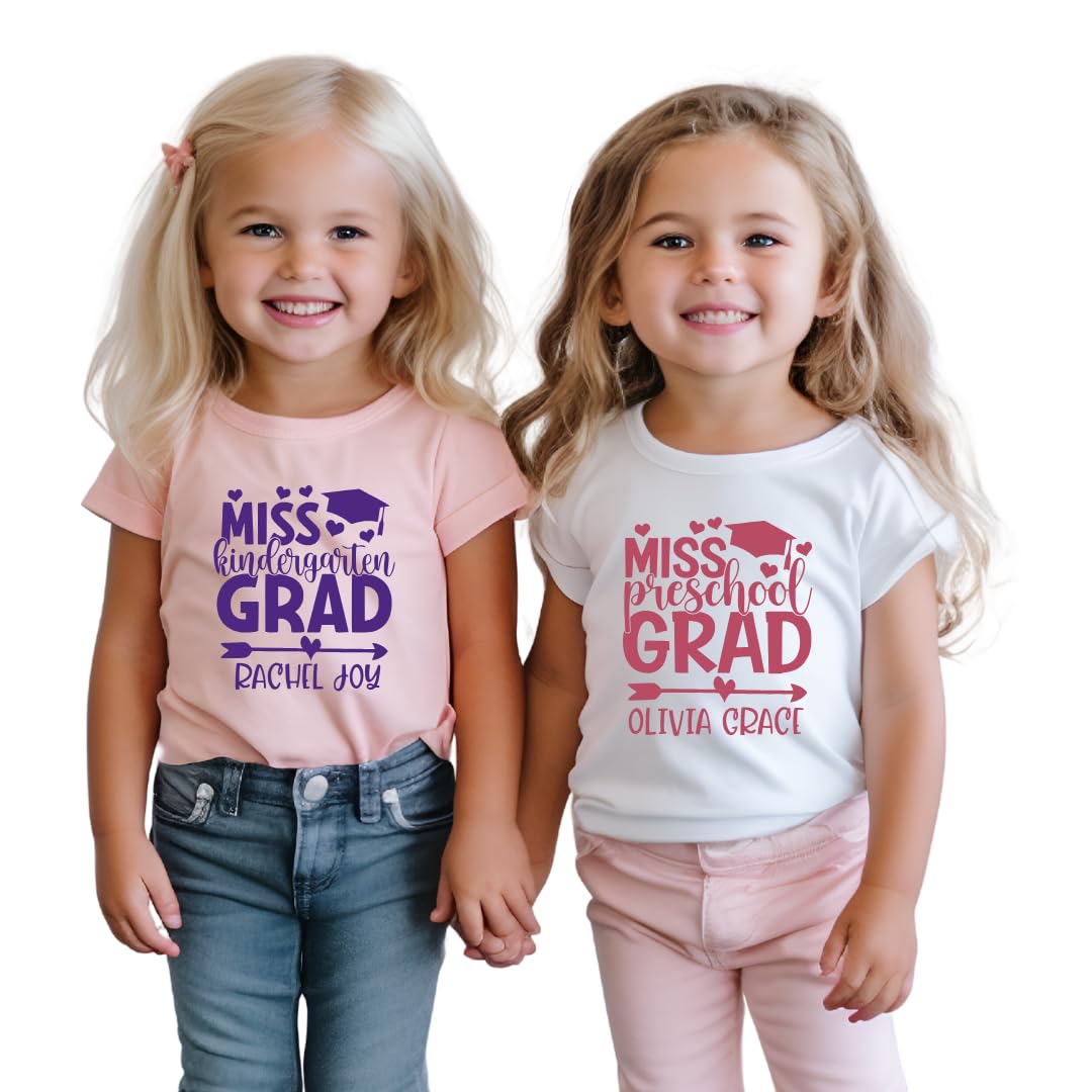 Personalized Miss Preschool Graduation T-Shirt for Toddler Girls - Cute Kindergarten Graduation Gift - Last Day of School Outfit - Perfect for Preschool Ceremonies & Photo Shoots