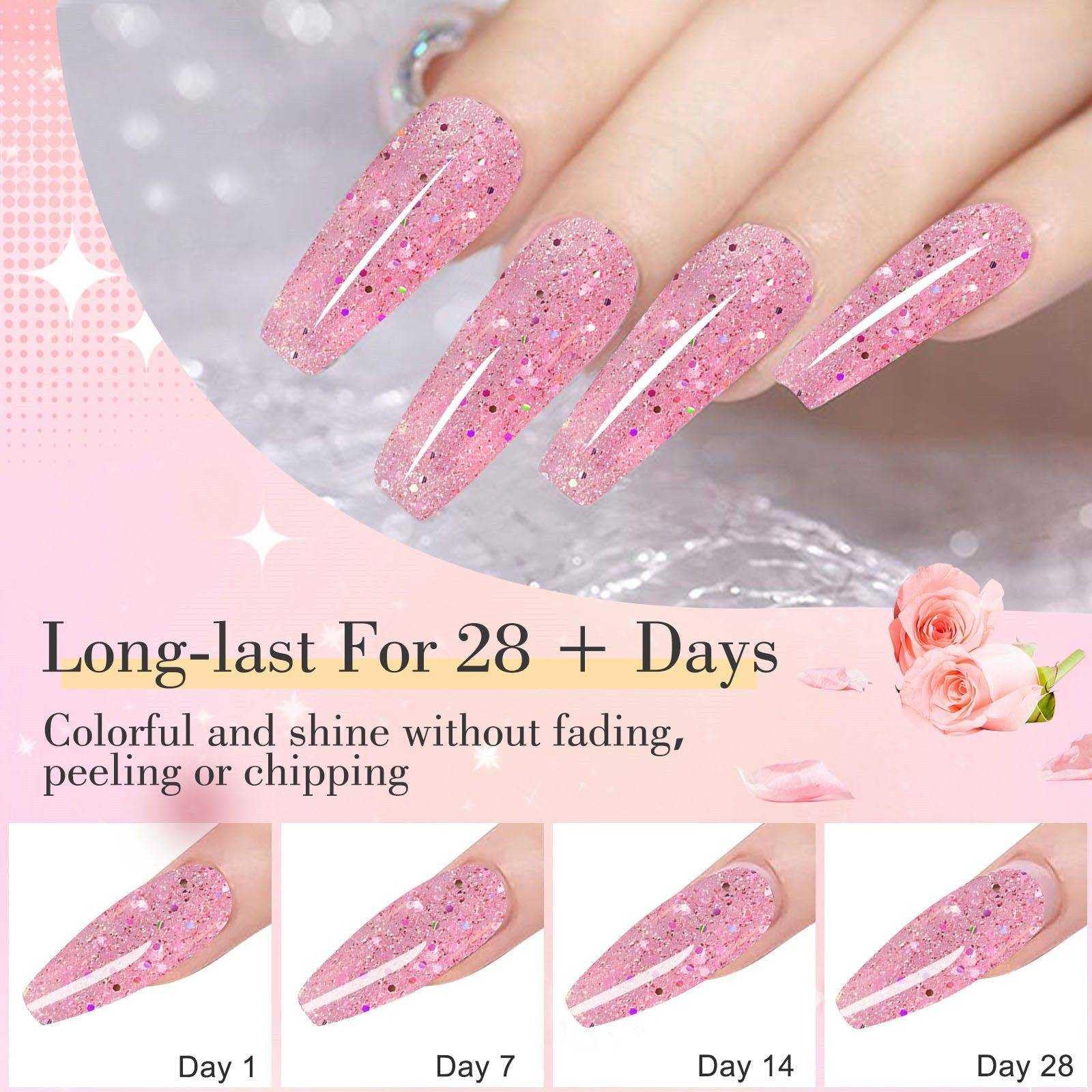 Professional Neon Pink Glitter Acrylic Nail Powder for Nail Extensions, French Manicure, 3D Flower Art & Nail Carving - 30g (YSJF015) | Perfect for Beginners & Salon Use