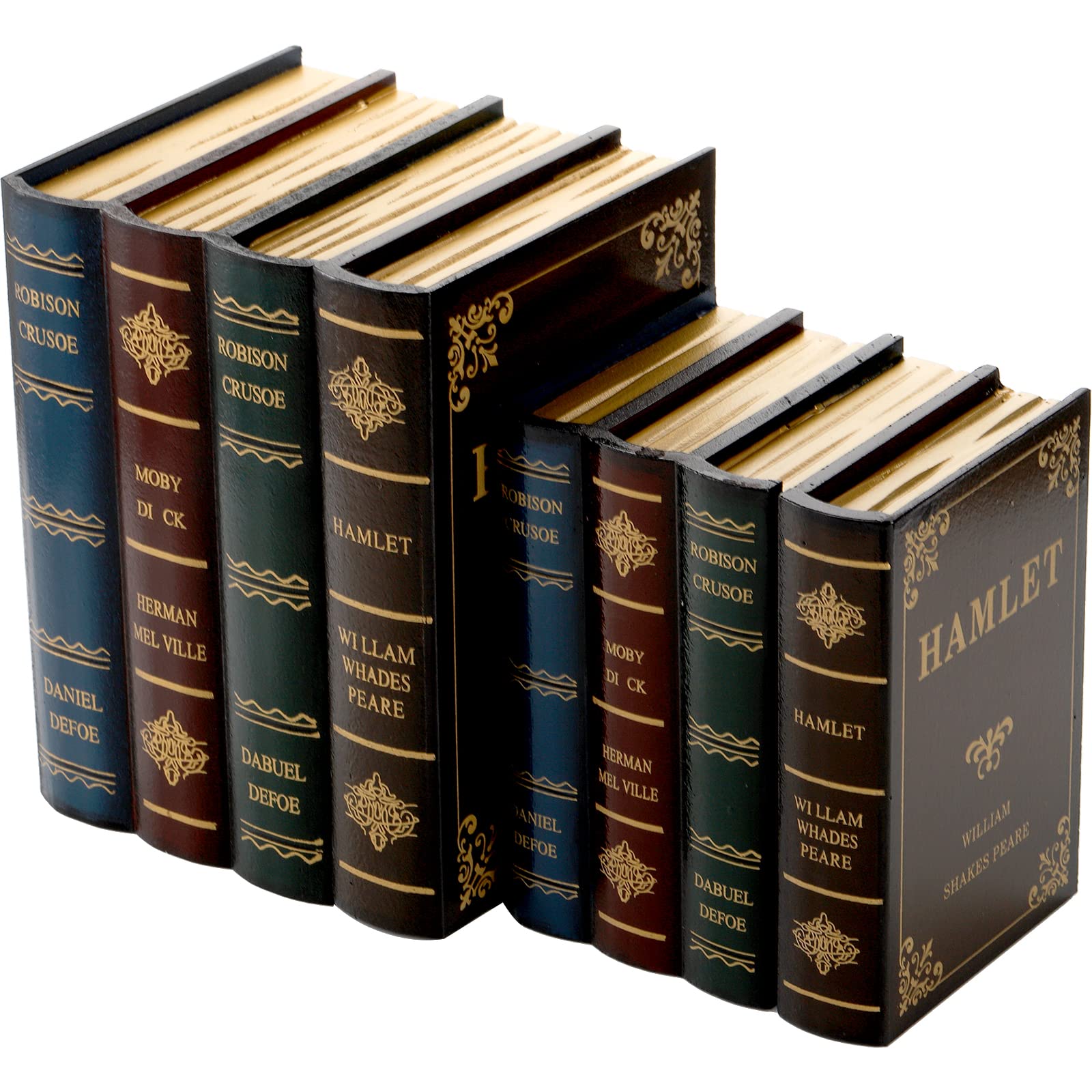 Vintage Wooden Decorative Book Box Set of 2 - Antique Book Storage Box for Hamlet Collection | Home Office Decor, Bookshelf Display & Gift Packaging