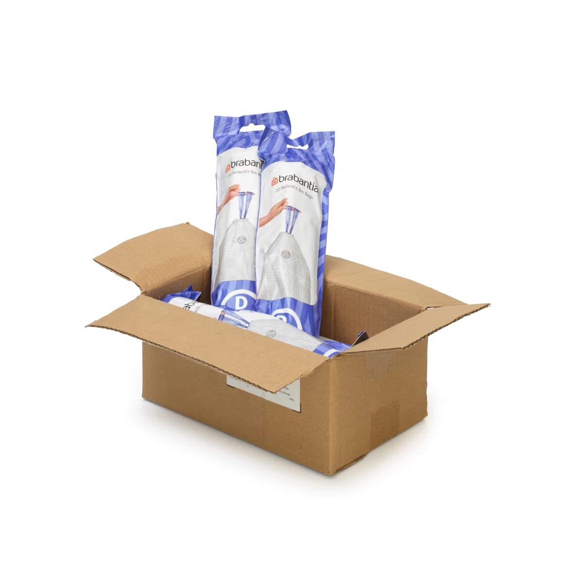 Brabantia PerfectFit Trash Bags - Size D (0.5-0.8 Gallon) - Heavy Duty Drawstring Kitchen Trash Can Liners - 120 Count - Ideal for Small Office, Bathroom & Bedroom Waste Bins