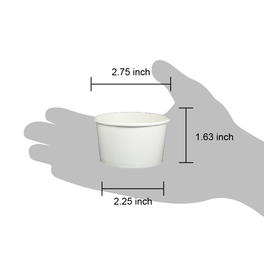 3 oz. White Paper Ice Cream Cups - 1000 Count Bulk Pack | Disposable Frozen Dessert Containers for Parties, Catering & Ice Cream Shops