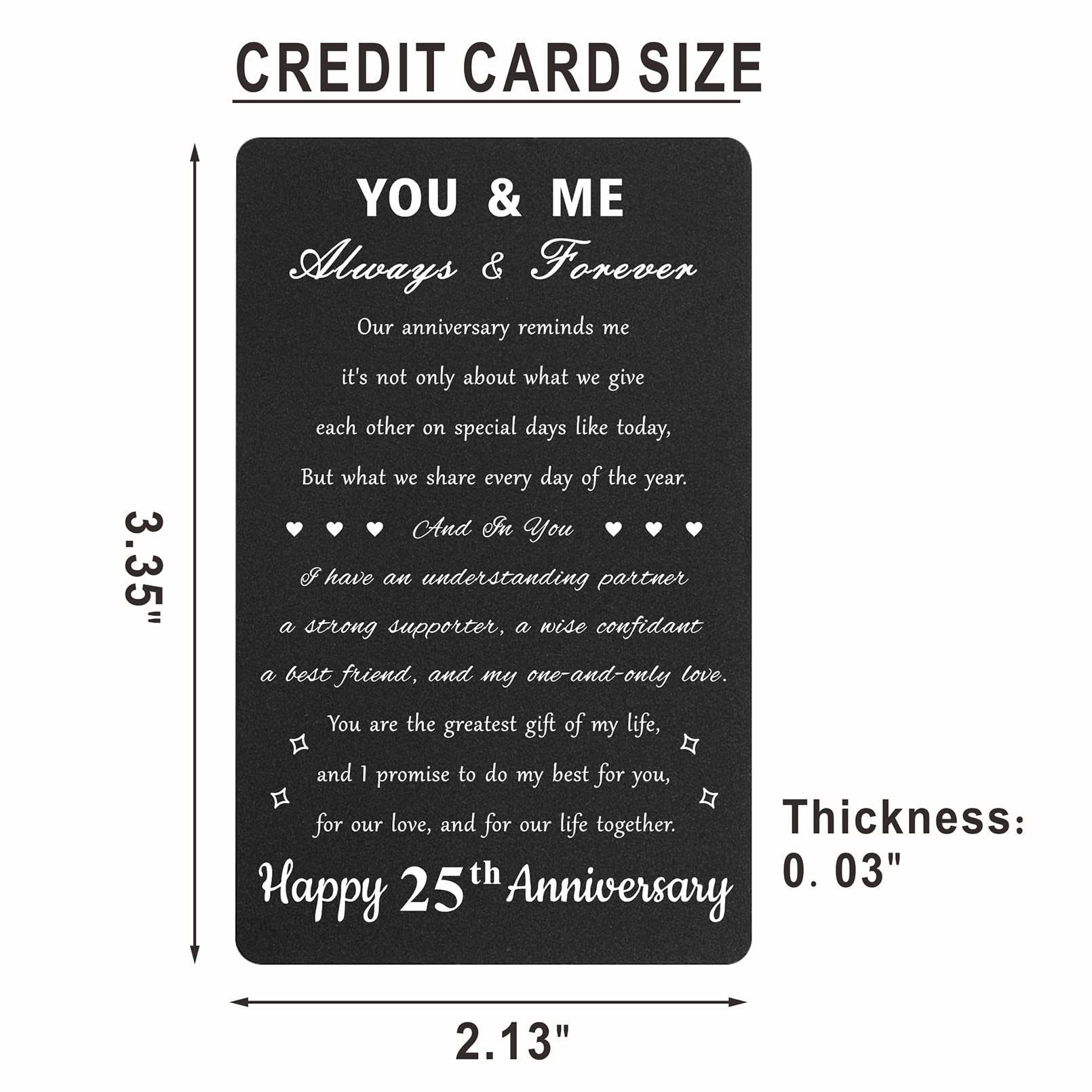 25th Anniversary Card for Couples - Personalized Engraved Wallet Gift for Wife & Husband | 25 Year Wedding Anniversary Keepsake | Perfect for Romantic Surprises & Milestone Celebrations