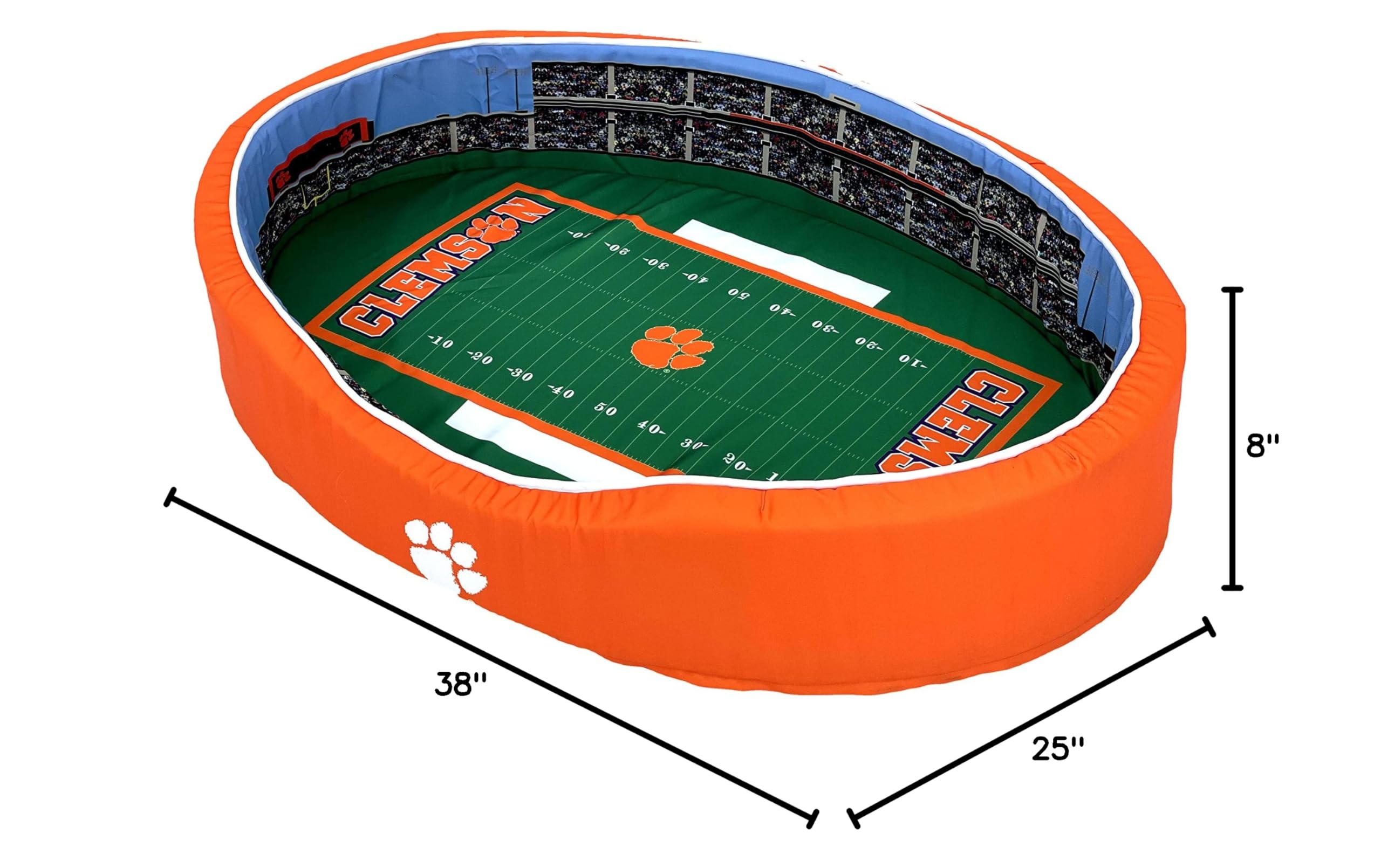 StadiumSpot Oval Dog Bed for Medium Dogs - Comfortable & Durable Pet Bed for Home, Crate, or Travel - Kansas Design