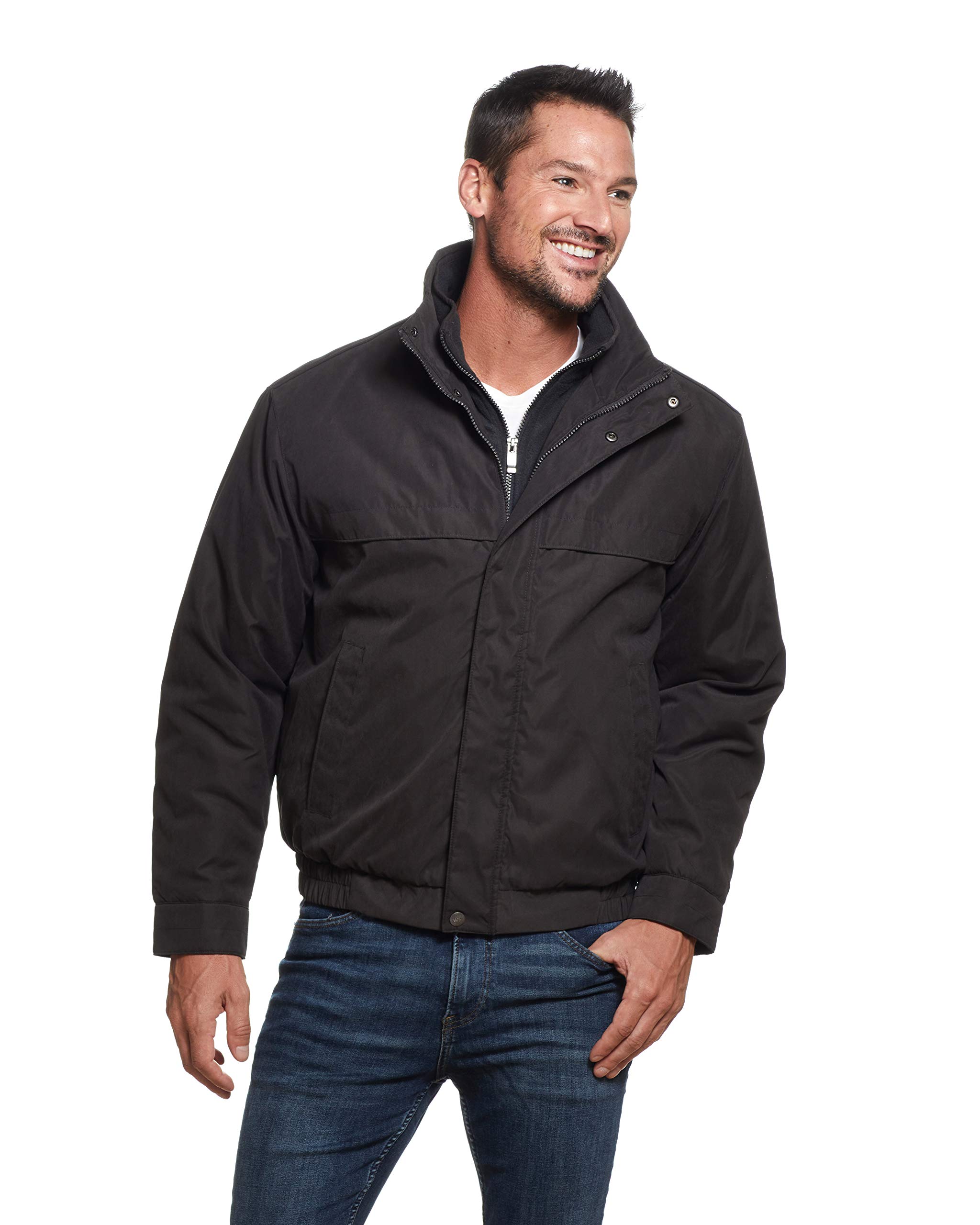 Men's Lightweight Micro-Suede Bomber Jacket - Water Resistant & Weatherproof Zip-Up Coat for Outdoor Activities, Travel & Casual Wear